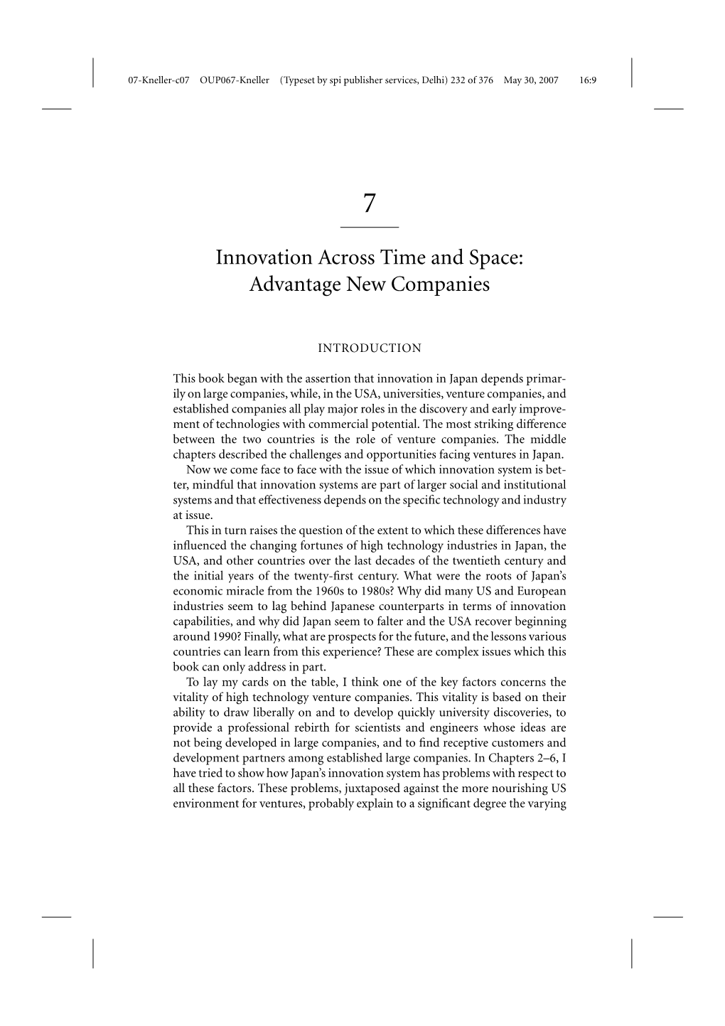 Innovation Across Time and Space: Advantage New Companies