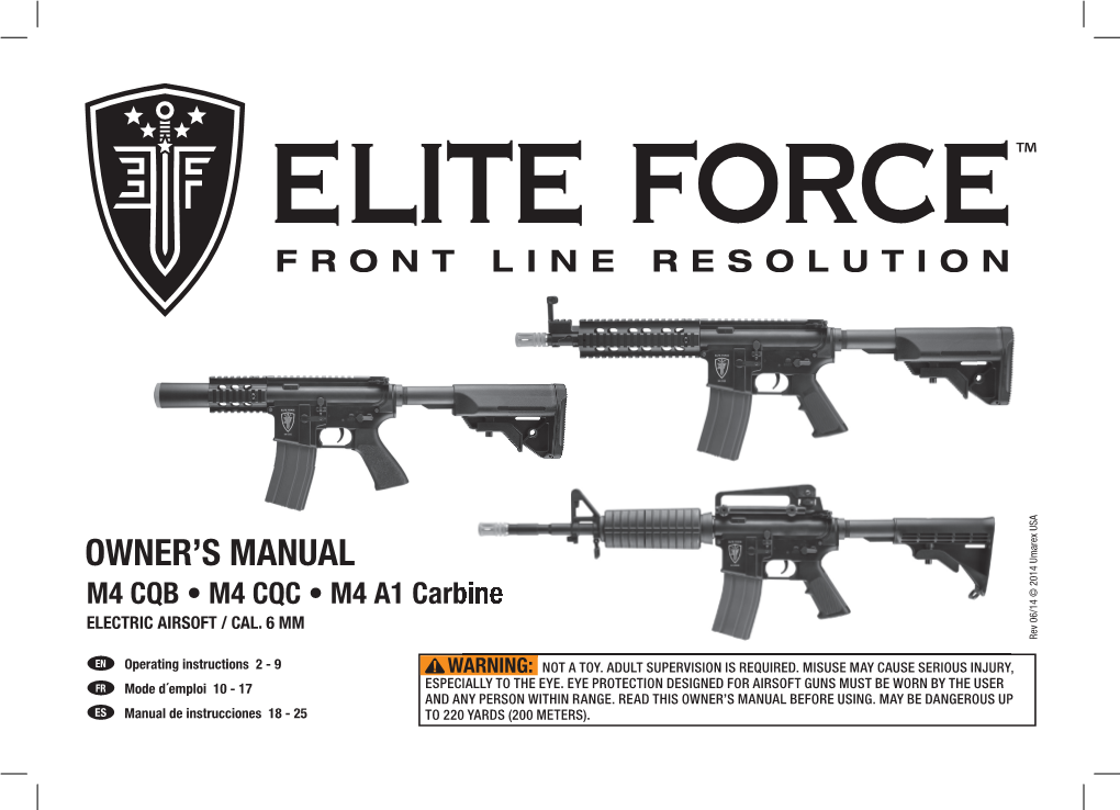 MANUAL Allskus Elite Force M4 Series 17JUNE14.Indd