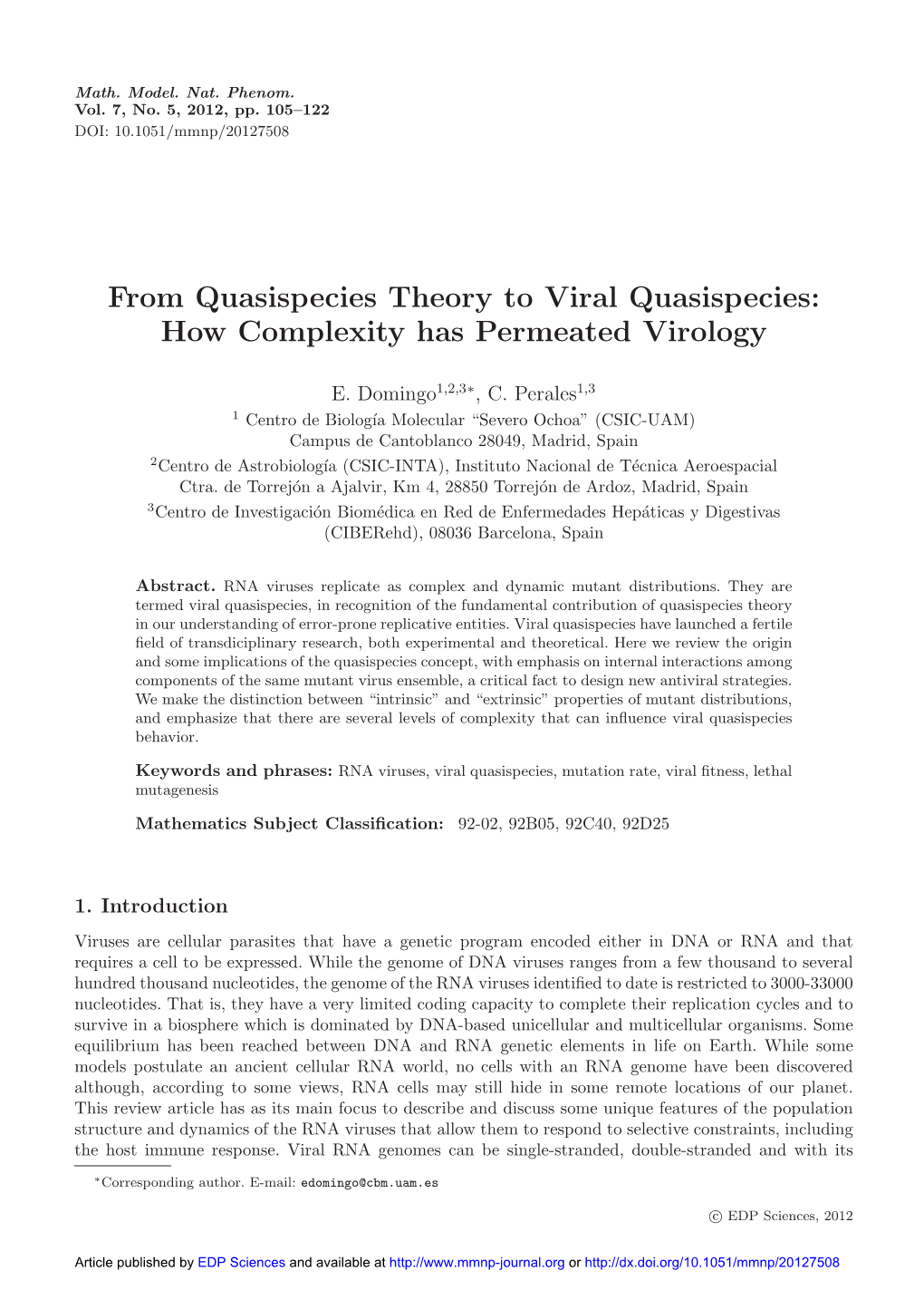 From Quasispecies Theory to Viral Quasispecies: How Complexity Has Permeated Virology