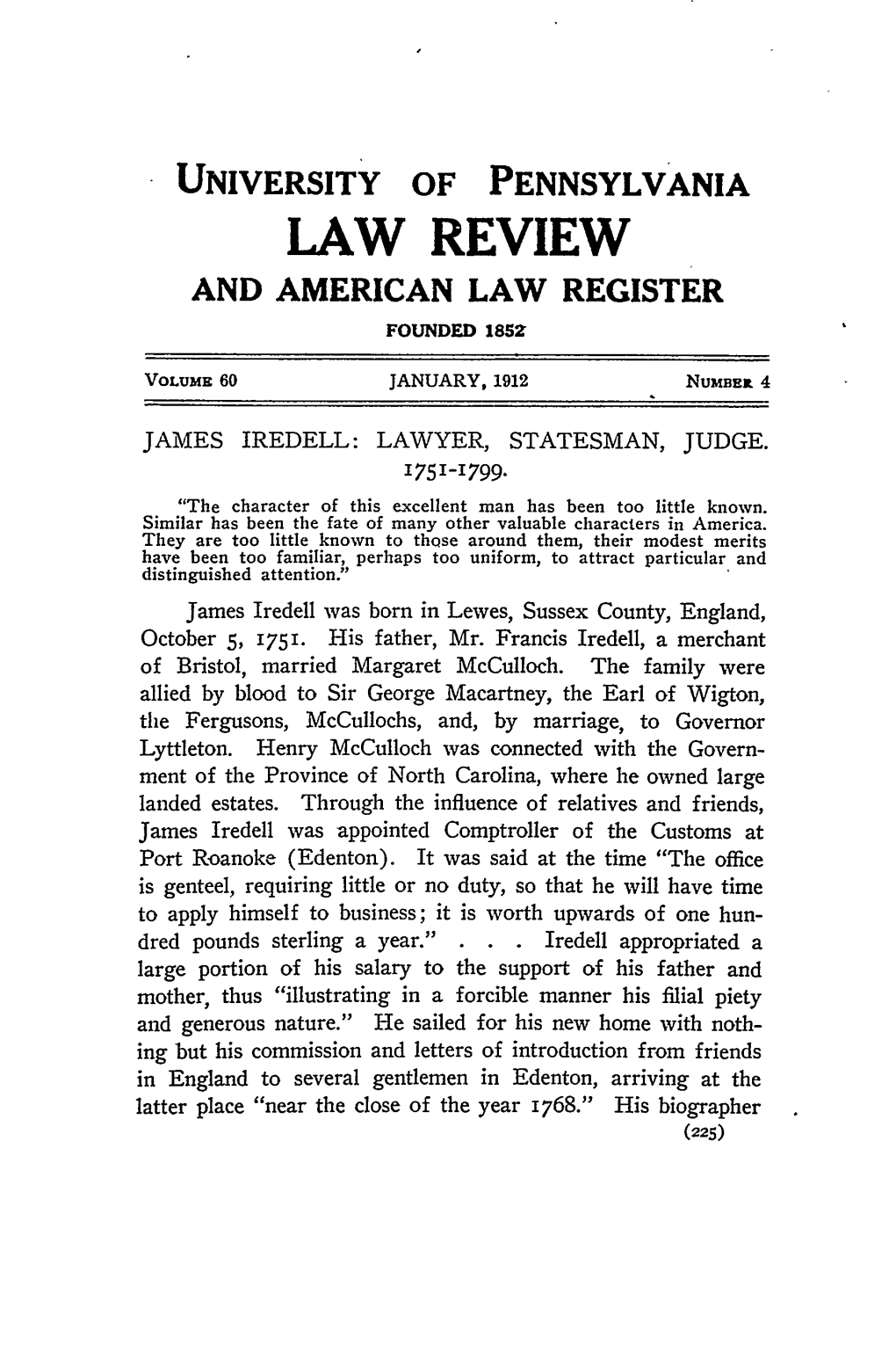 James Iredell: Lawyer, Statesman, Judge