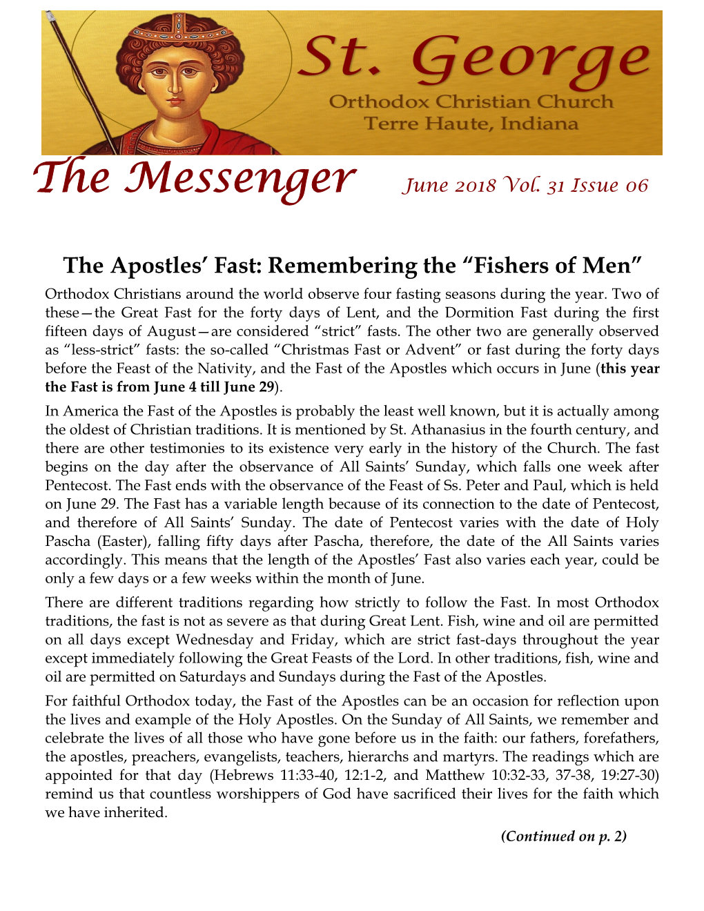 The Apostles' Fast: Remembering the “Fishers of Men”