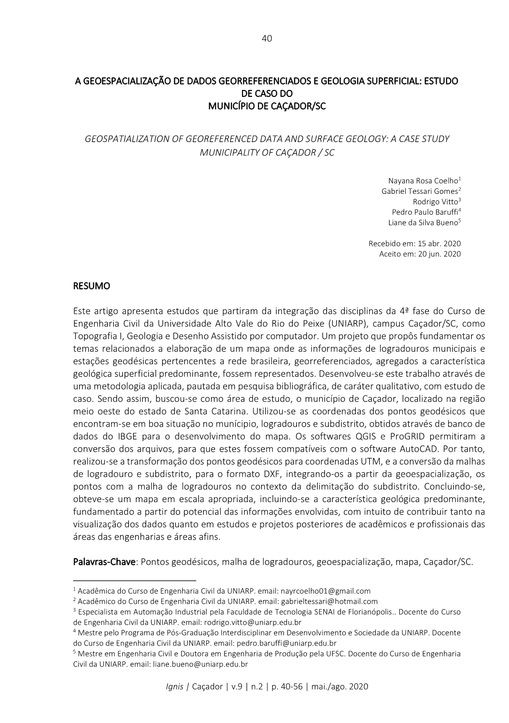 Estudo De Caso Do Município De Caçador/Sc Geospat