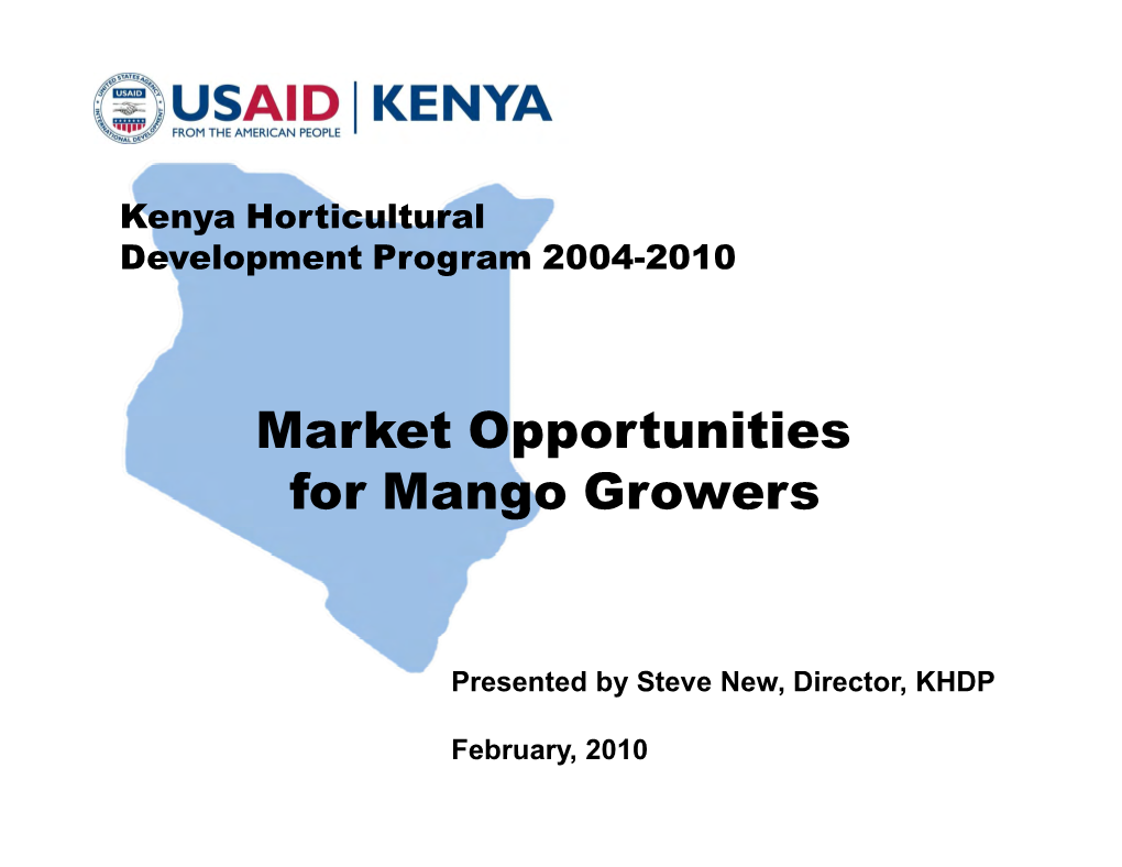 Market Opportunities for Mango Growers