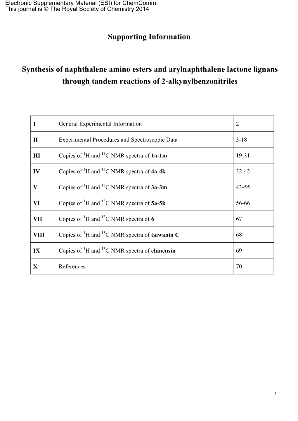 Supporting Information Synthesis of Naphthalene Amino Esters And