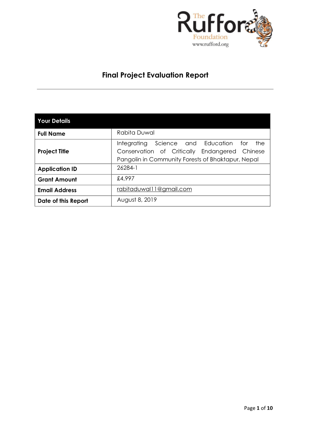 Final Evaluation Report