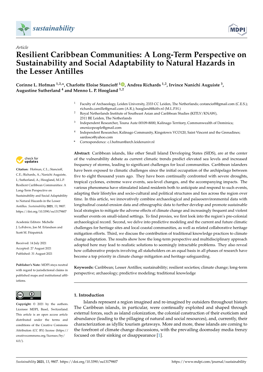 Resilient Caribbean Communities: a Long-Term Perspective on Social