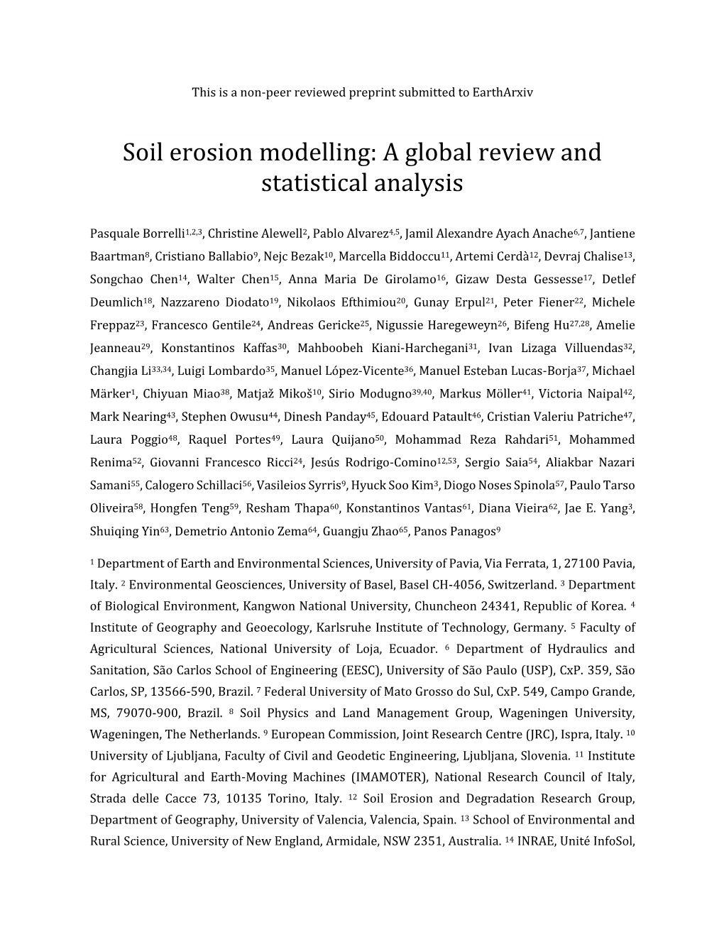 Soil Erosion Modelling: a Global Review and Statistical Analysis