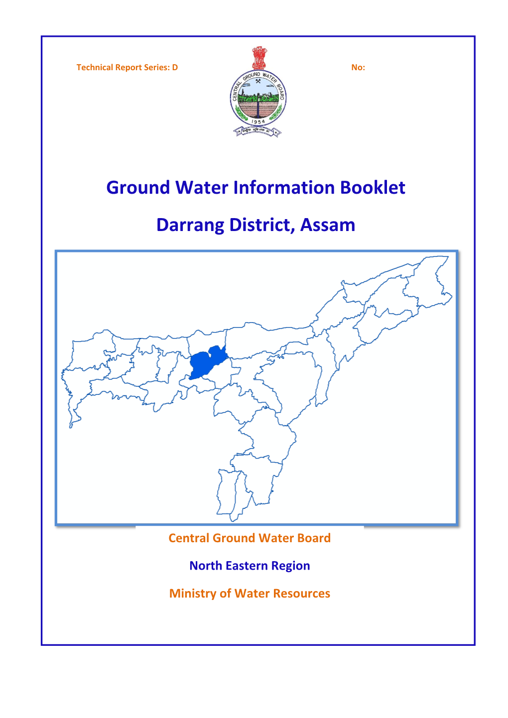 Ground Water Information Booklet Darrang District, Assam
