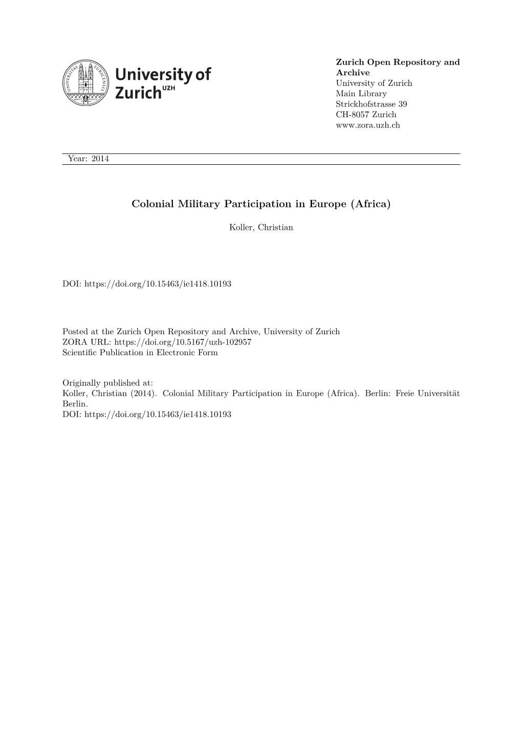 Colonial Military Participation in Europe (Africa) | 1914-1918-Online