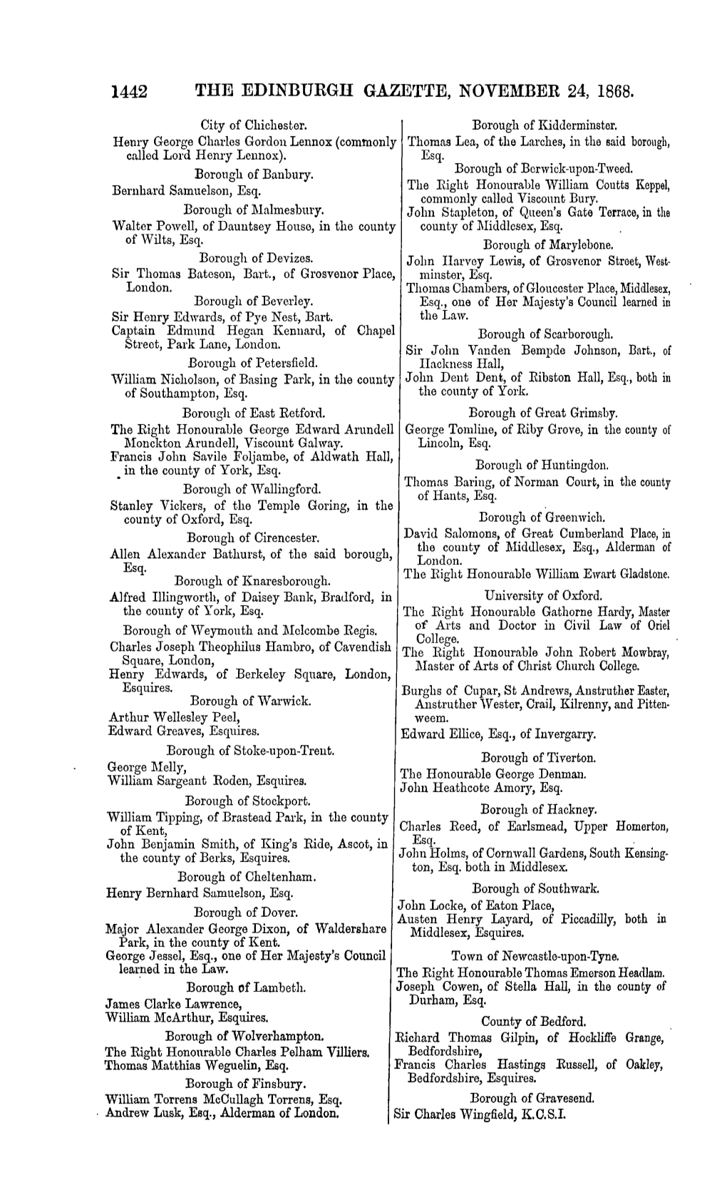 The Edinbukgh Gazette, November 24, 1868