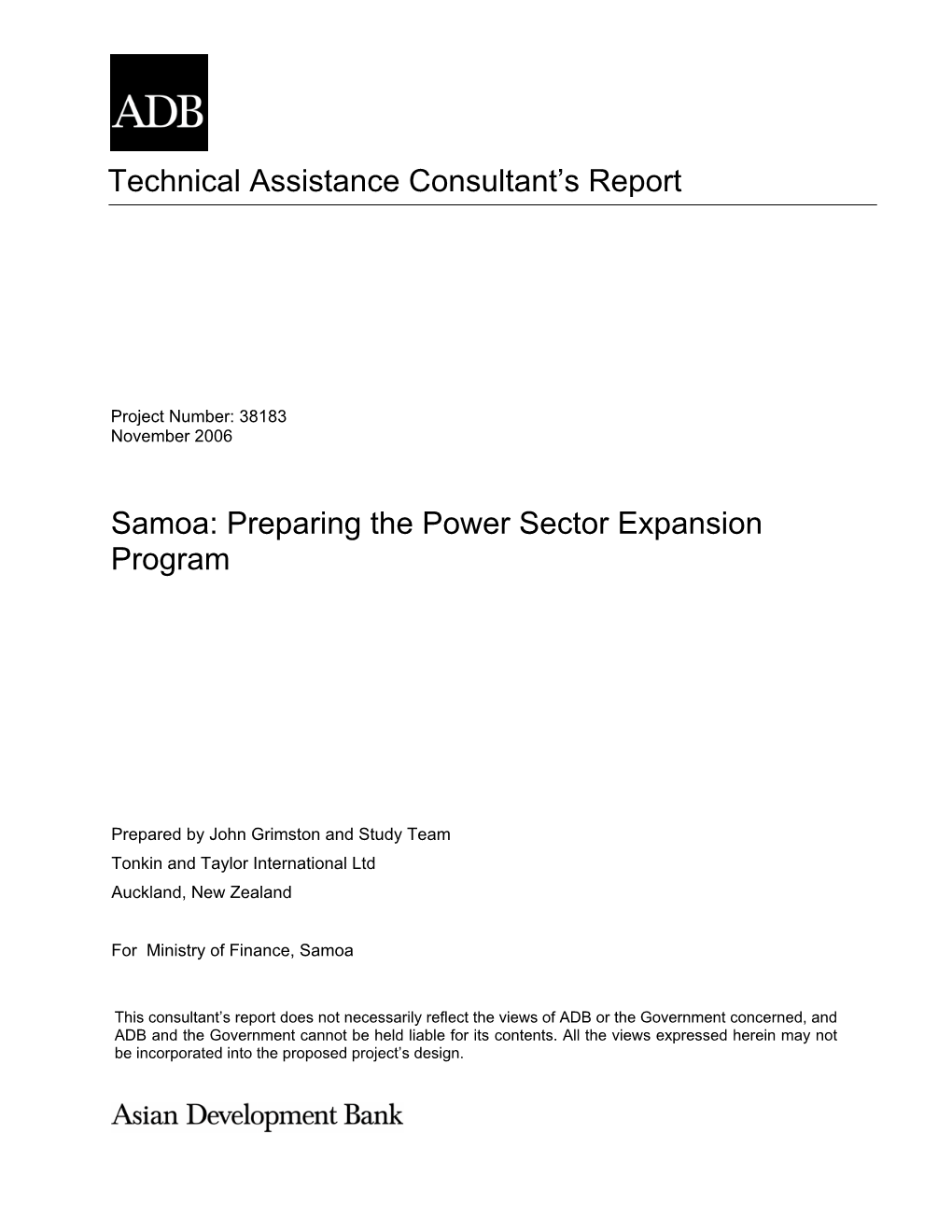 Preparing the Power Sector Expansion Program