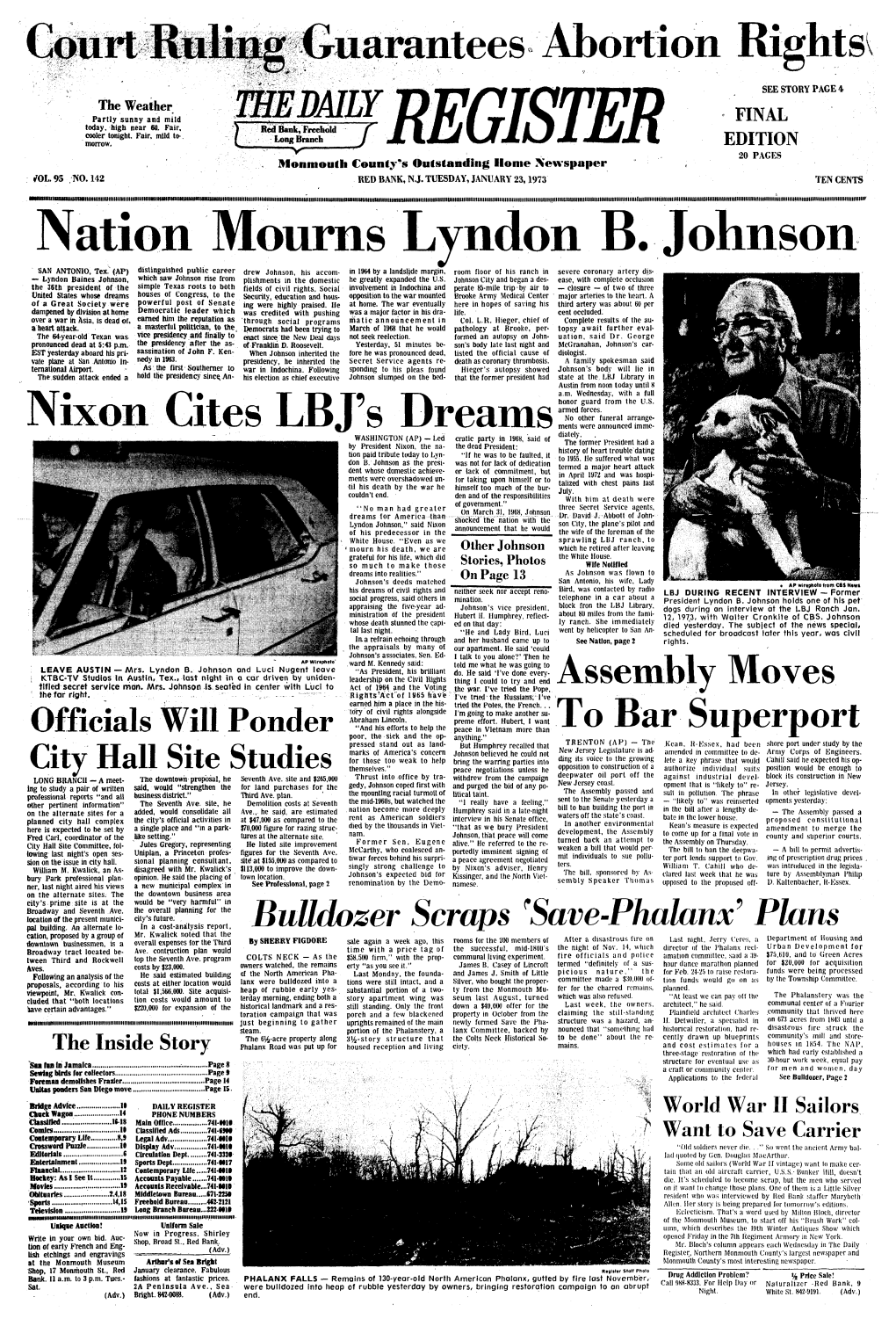 Nation Mourns Lyndon B. Johnson SAN ANTONIO, Tex