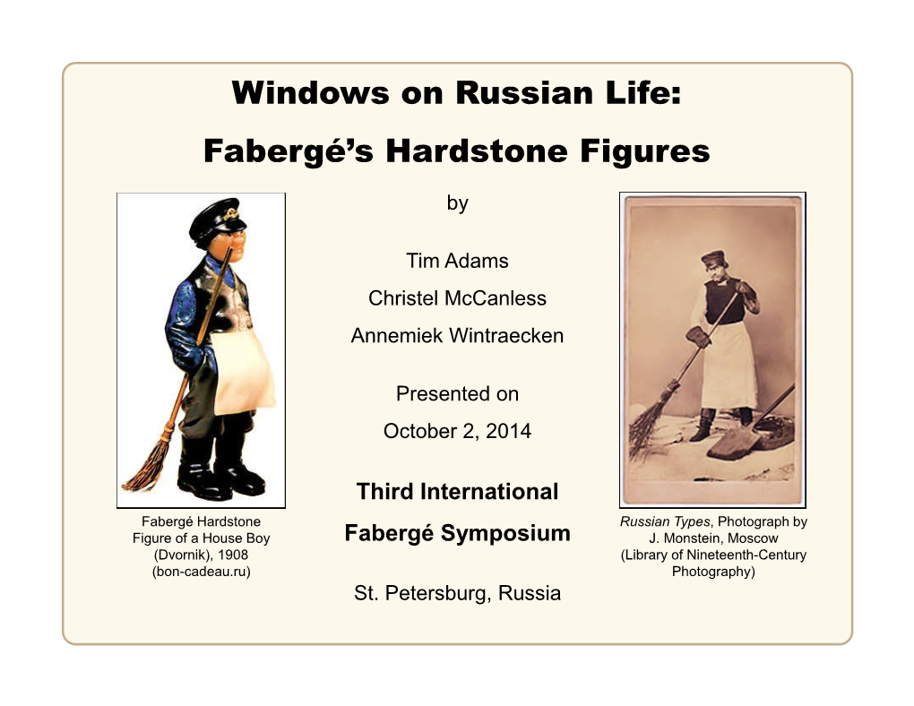 Windows on Russian Life: Fabergé's Hardstone Figures