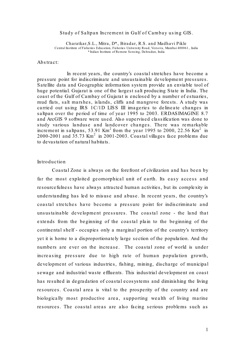 1 Study of Saltpan Increment in Gulf of Cambay