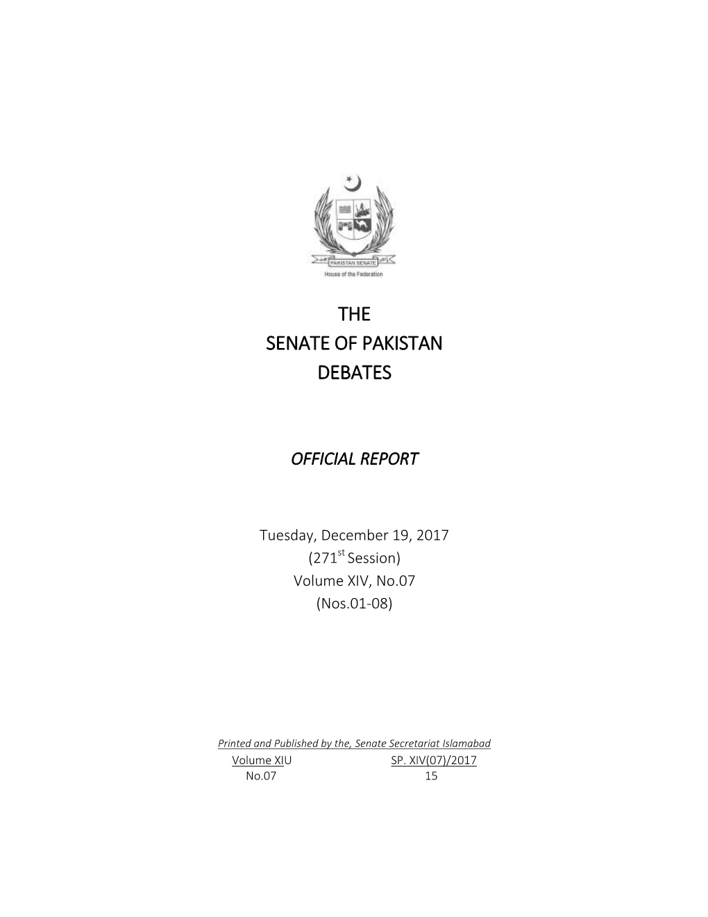 The Senate of Pakistan Debates