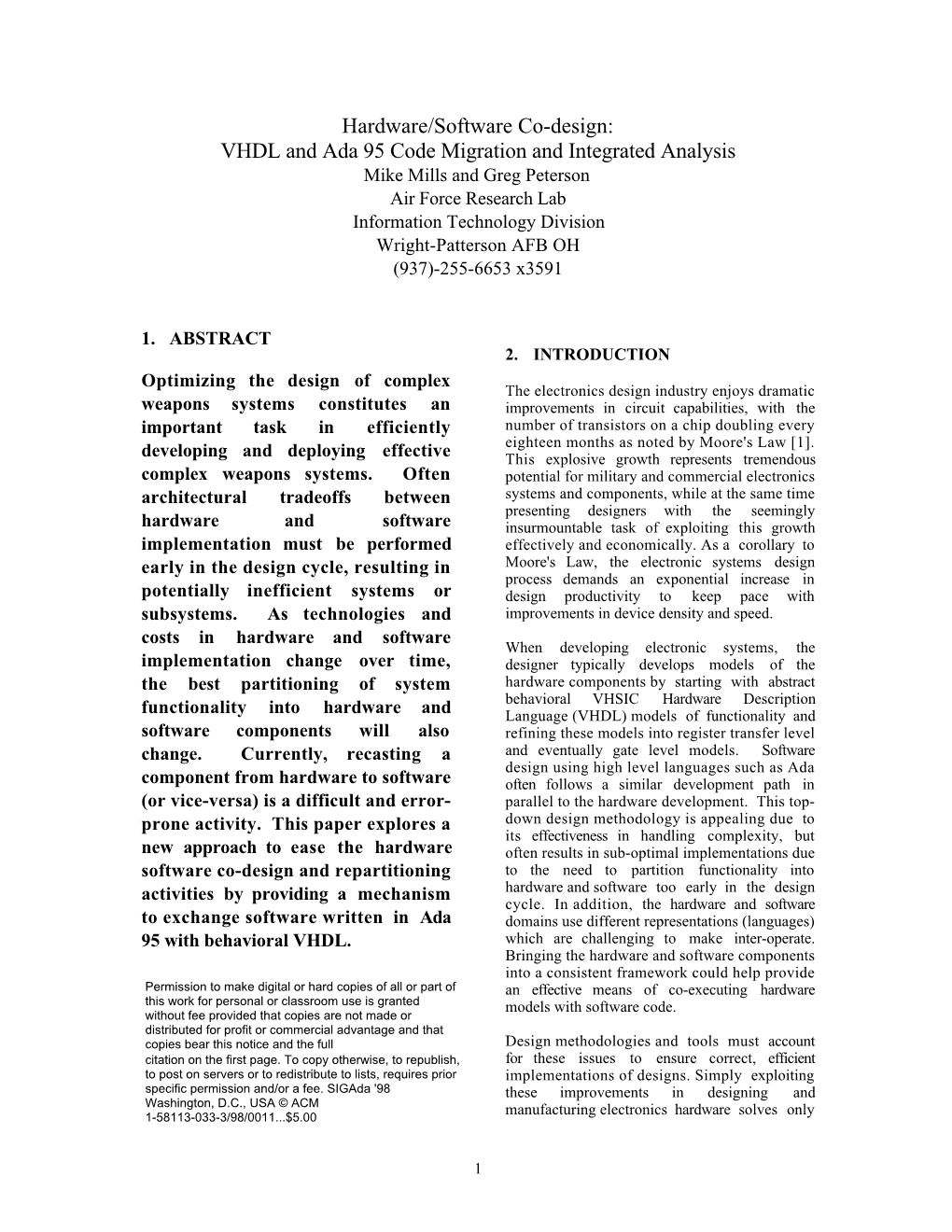 Hardware/Software Co-Design: VHDL and Ada 95 Code Migration And