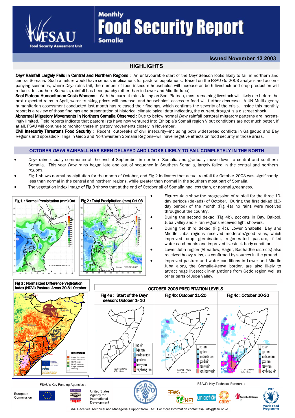 FSNAU Monthly Brief