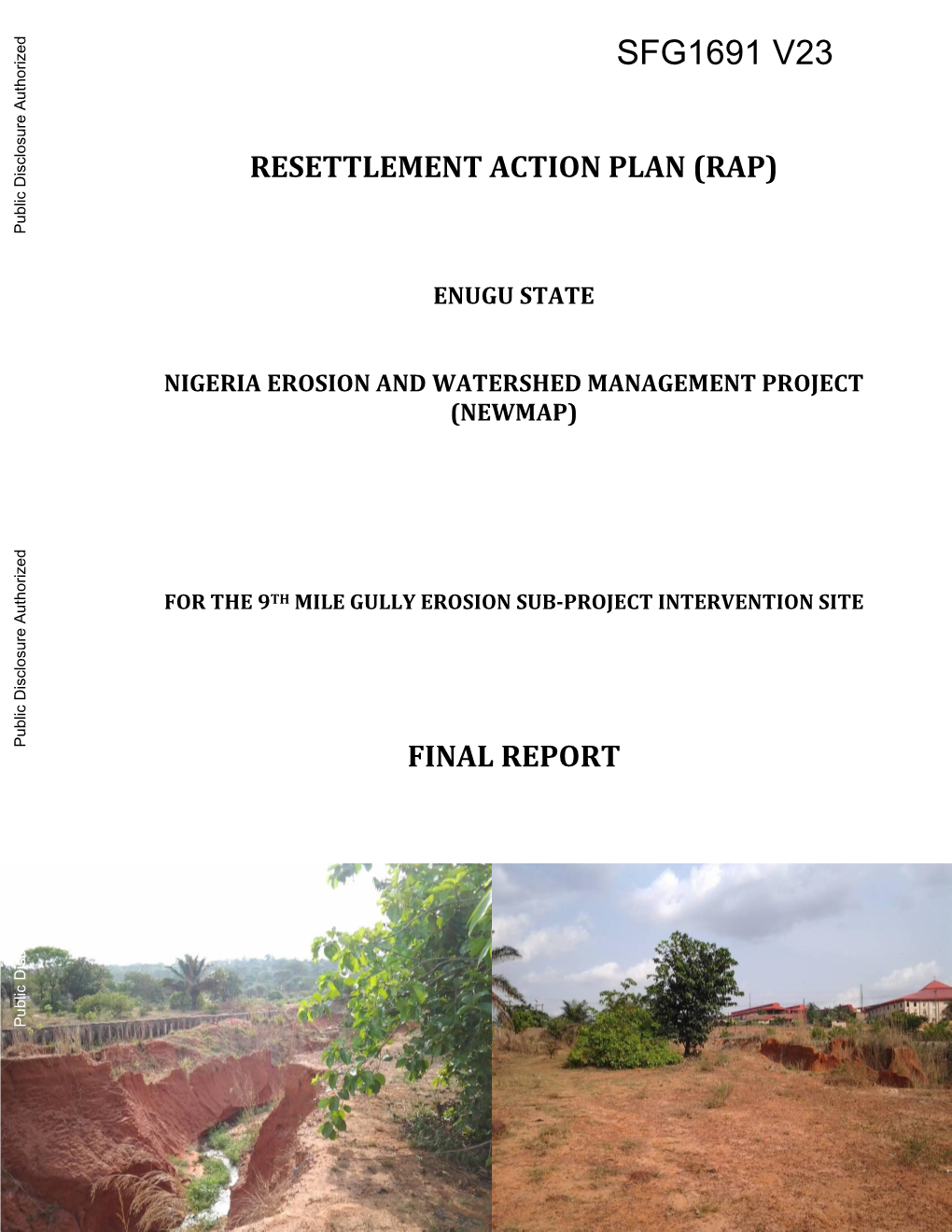 Resettlement Action Plan (Rap) Enugu State Nigeria Erosion and Watershed