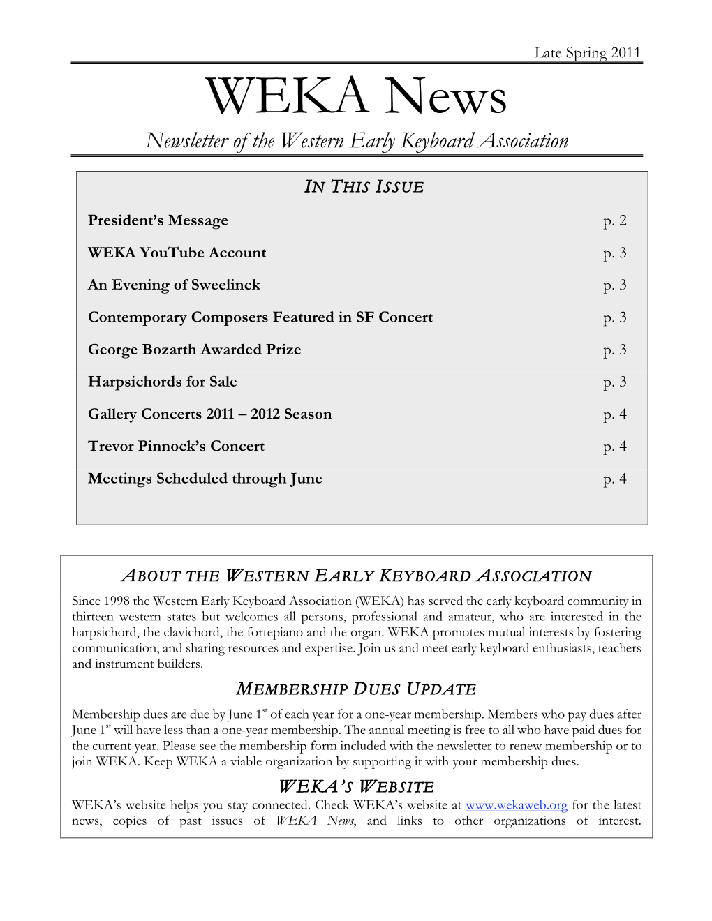 Late Spring 2011 News Brief