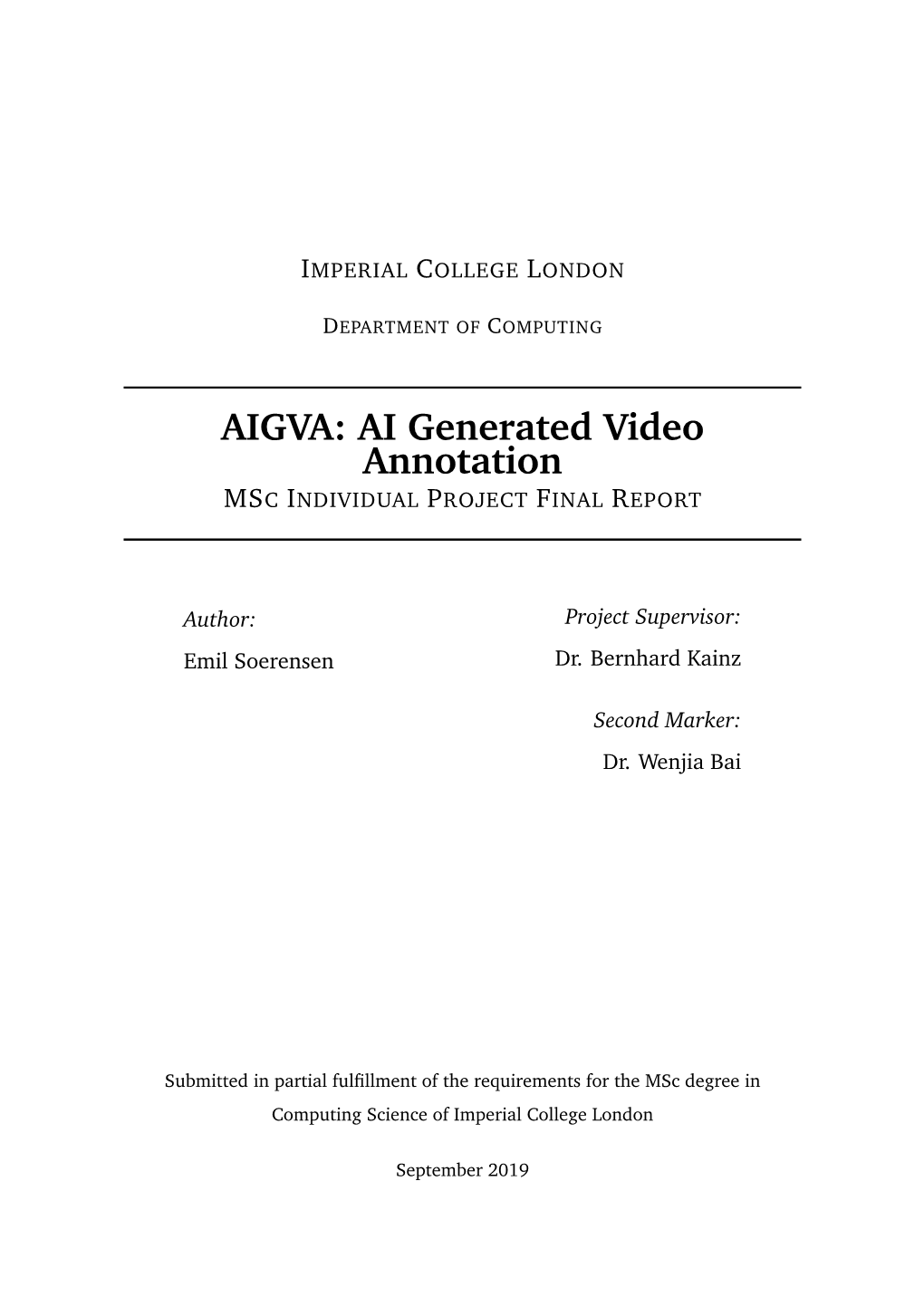 AI Generated Video Annotation MSC INDIVIDUAL PROJECT FINAL REPORT