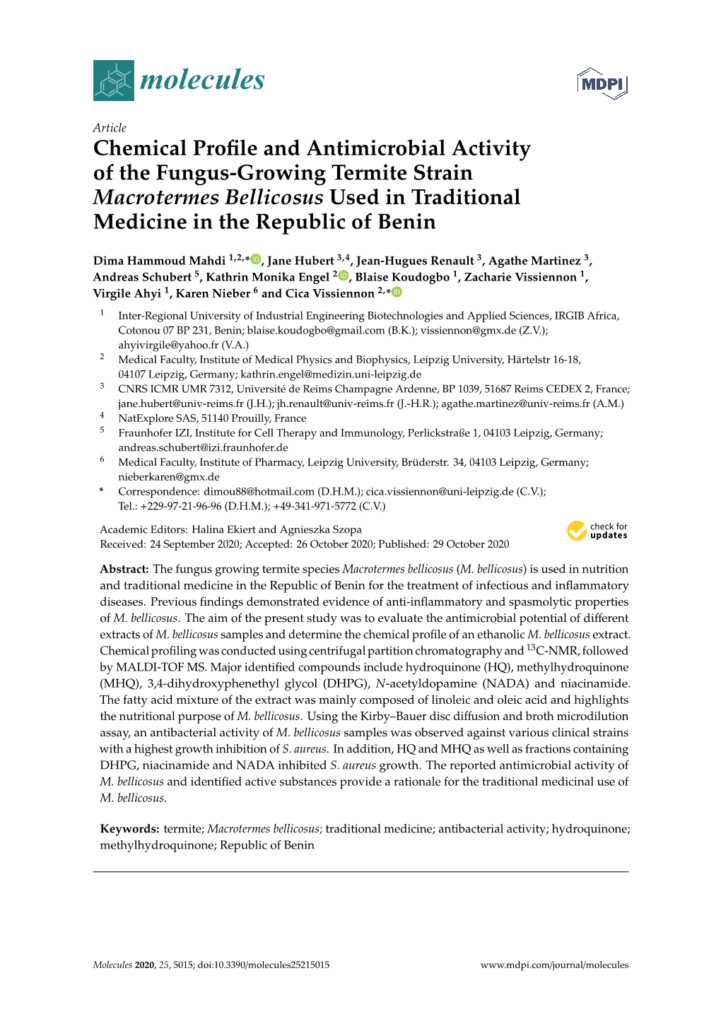 Chemical Profile and Antimicrobial Activity of the Fungus-Growing