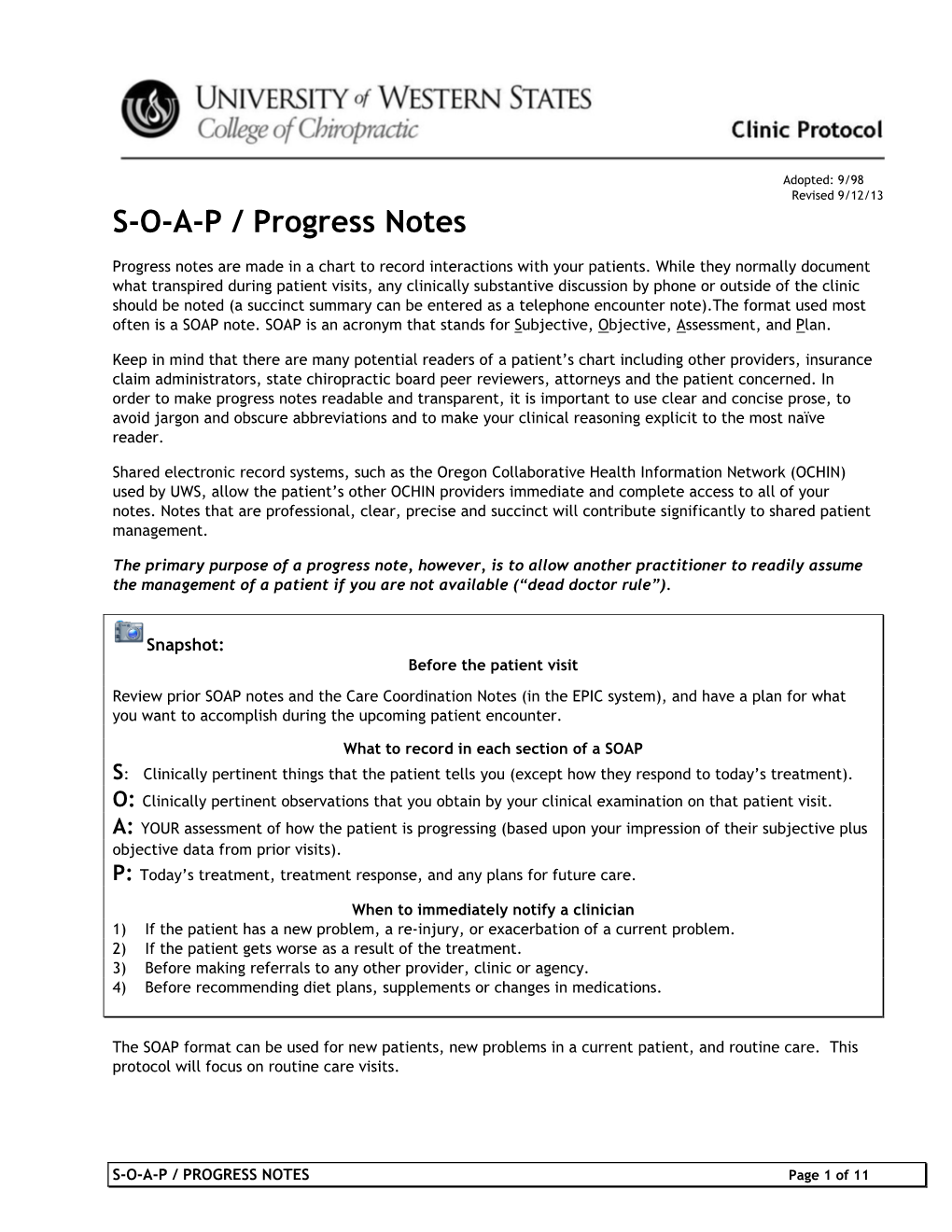 S-O-A-P / Progress Notes