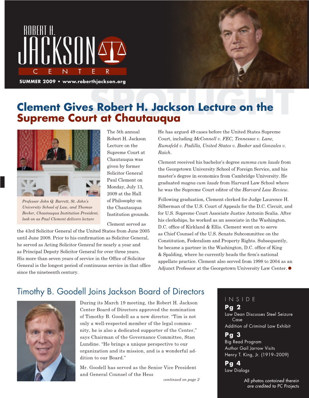 Clement Gives Robert H. Jackson Lecture on the Supreme Court at Chautauqua