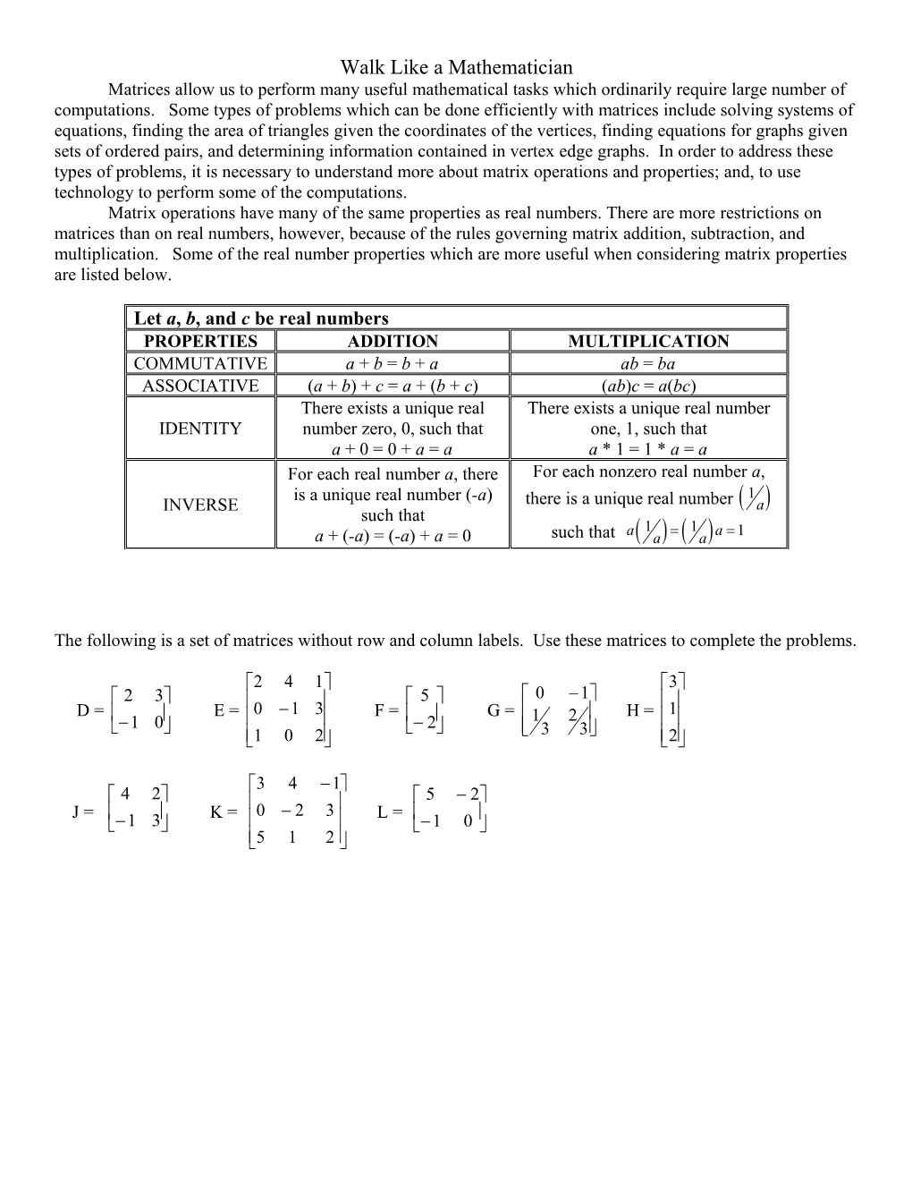 Walk Like a Mathematician