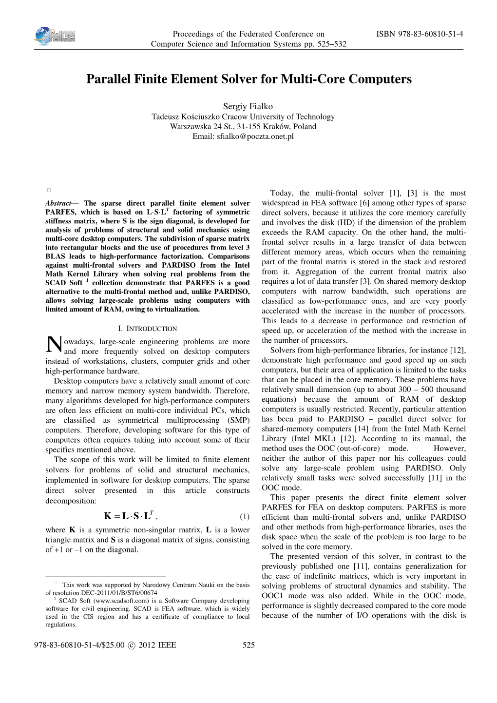 Parallel Finite Element Solver for Multi-Core Computers