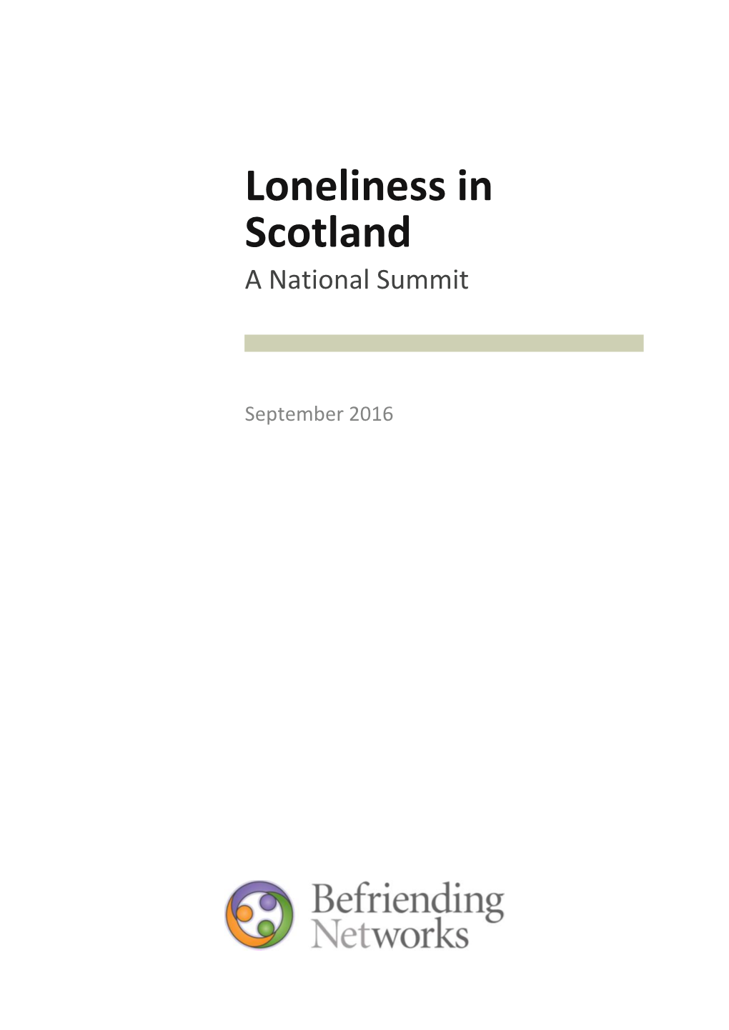 Loneliness in Scotland a National Summit