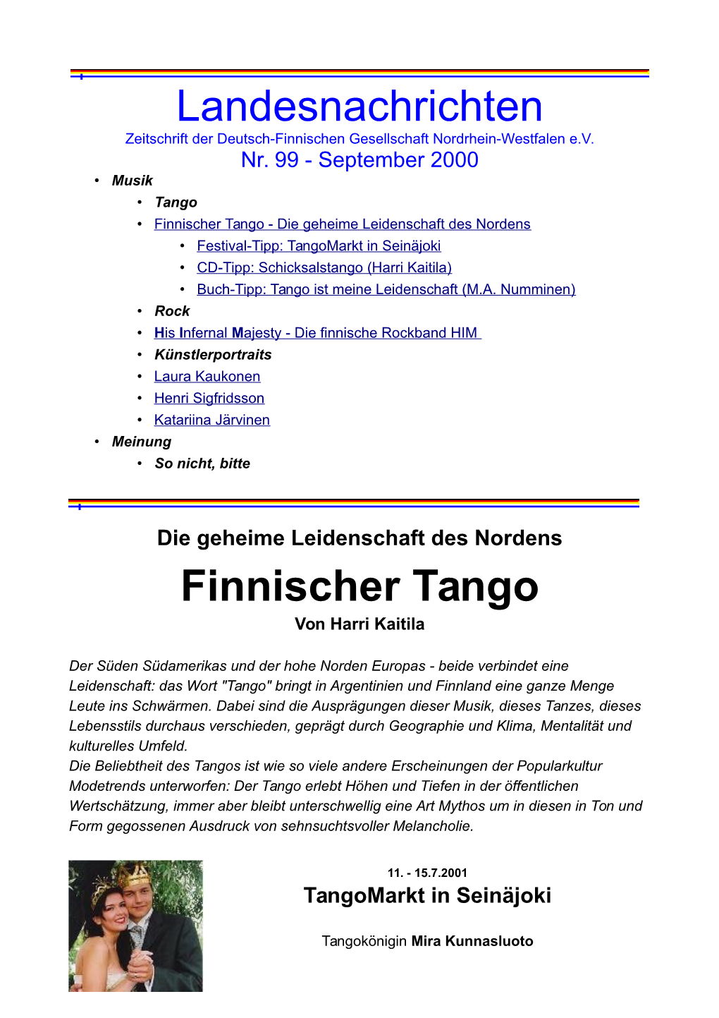 Landesnachrichten Finnischer Tango