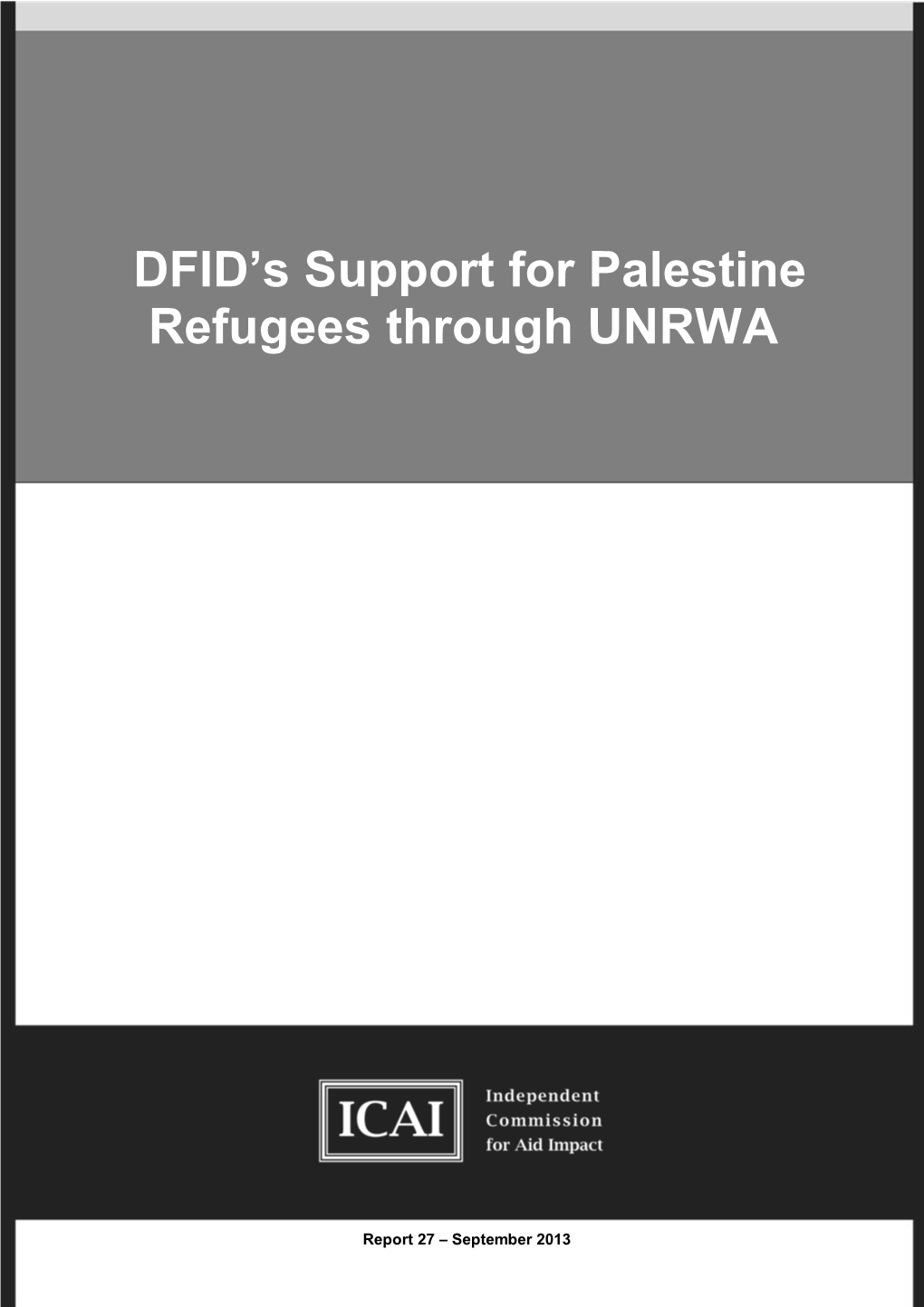 DFID's Support for Palestine Refugees Through UNRWA