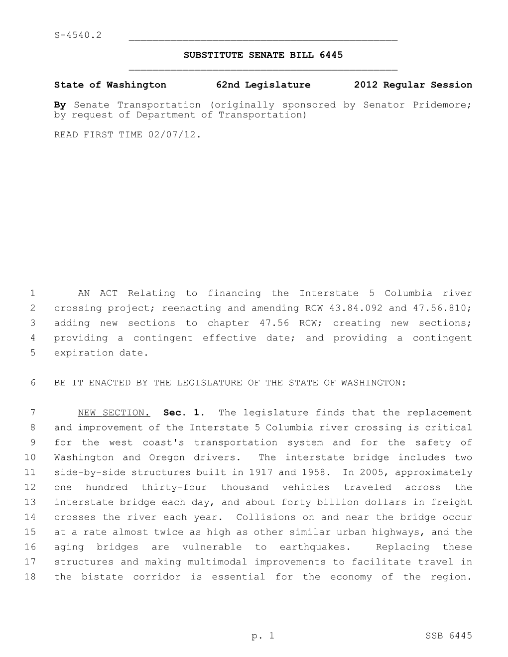 Substitute Senate Bill 6445