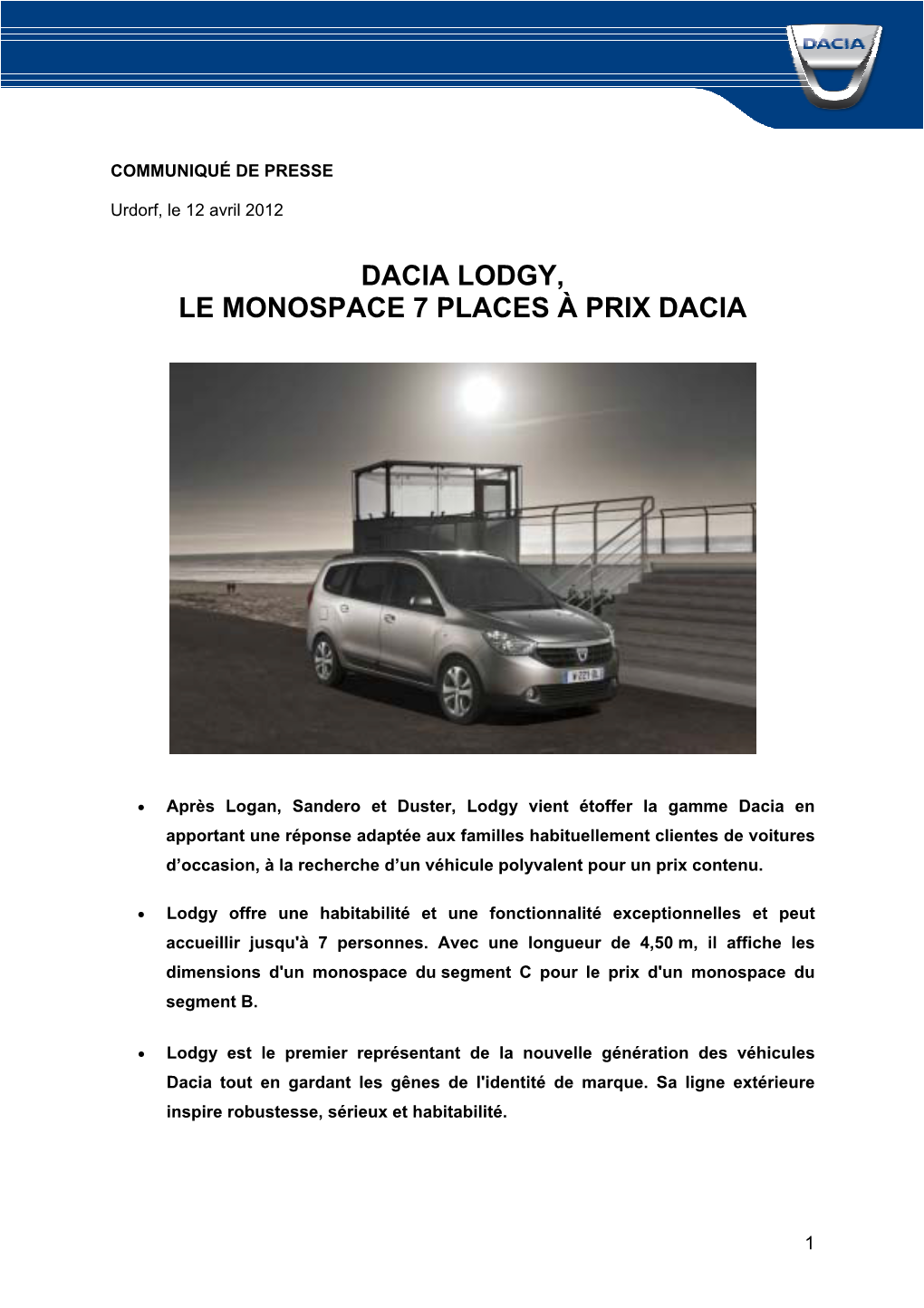 Dacia Lodgy, Le Monospace 7 Places À Prix Dacia