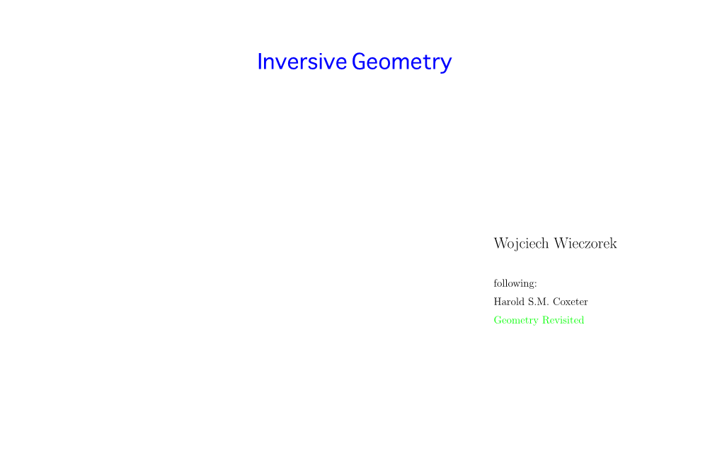 Inversive Geometry