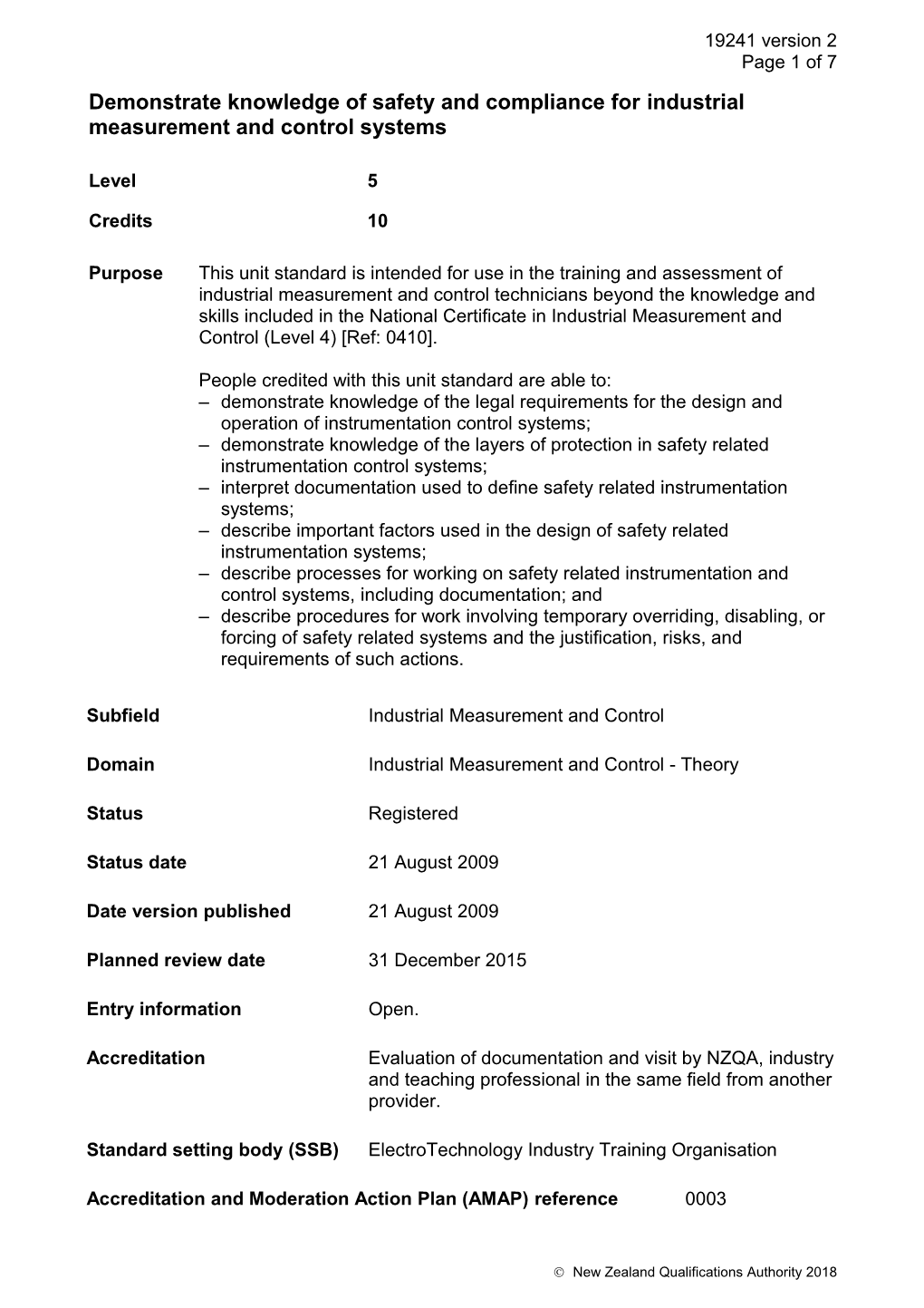 19241 Demonstrate Knowledge of Safety and Compliance for Industrial Measurement and Control