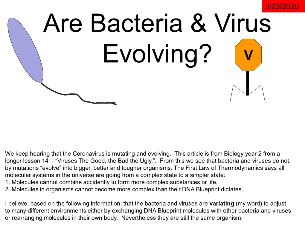 Are Bacteria & Virus Evolving?