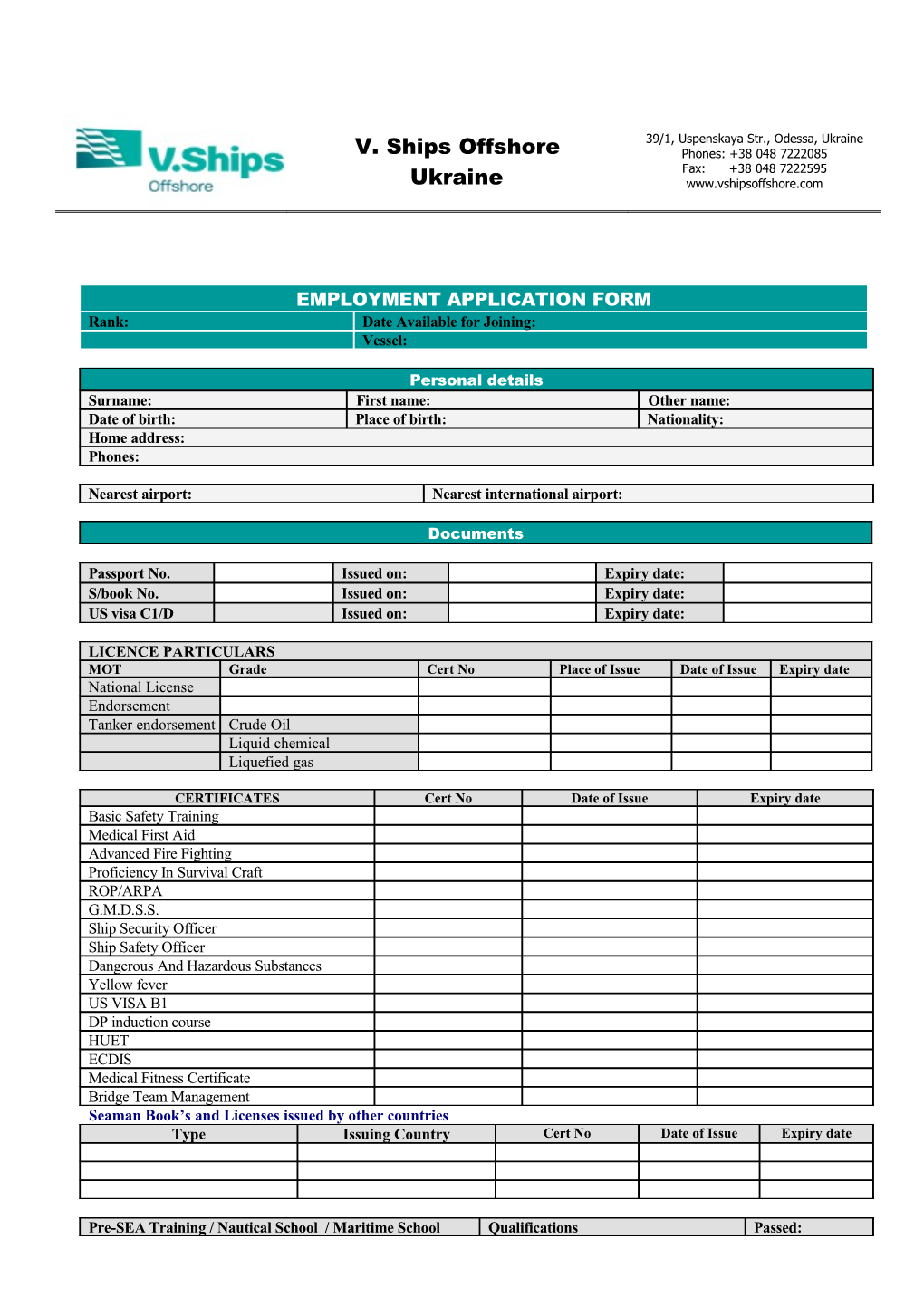 Seaman Book S and Licenses Issued by Other Countries