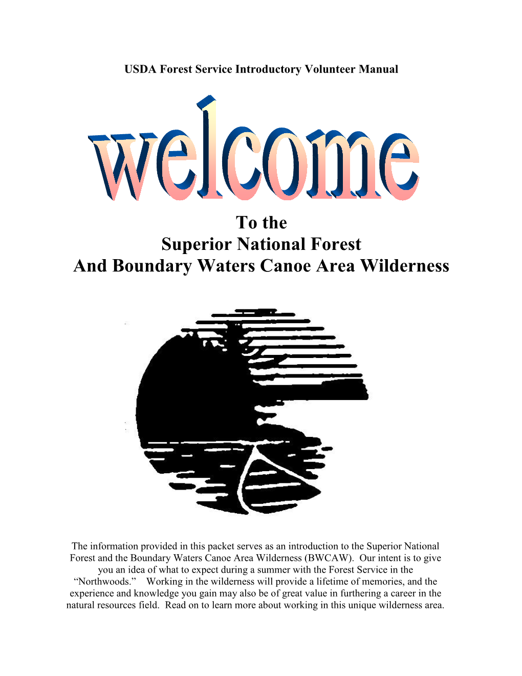 USDA Forest Service Introductory Volunteer Manual