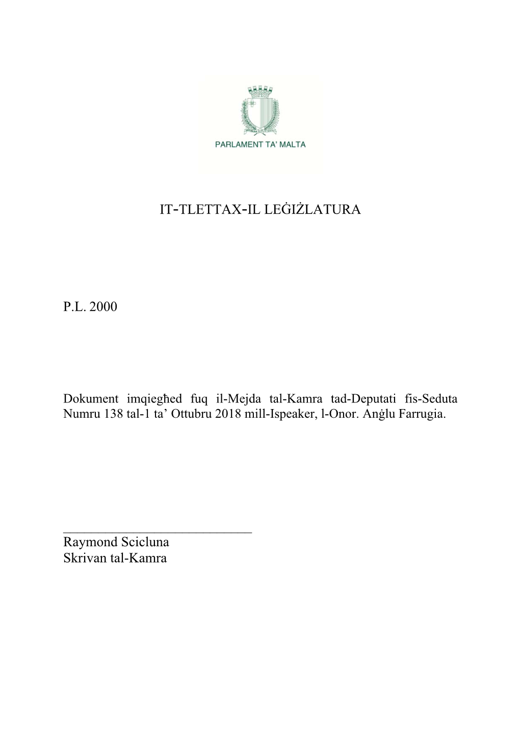 It-Tlettax-Il Leġiżlatura Pl 2000