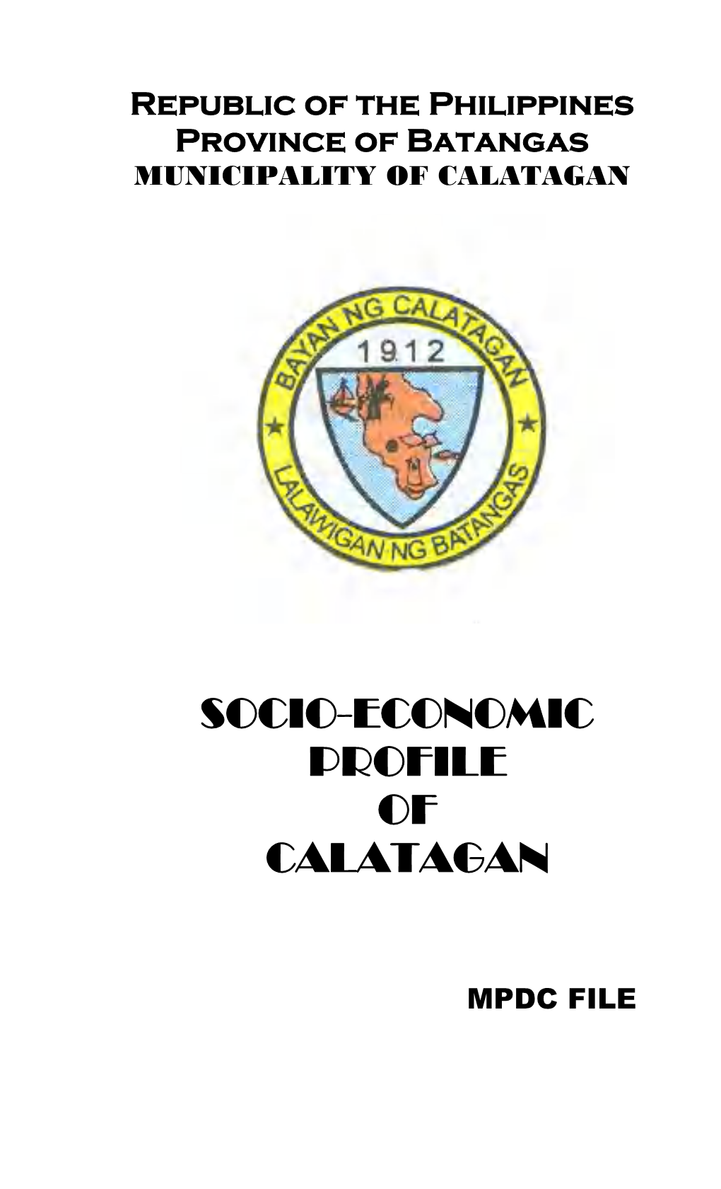 Socio-Economic Profile of Calatagan