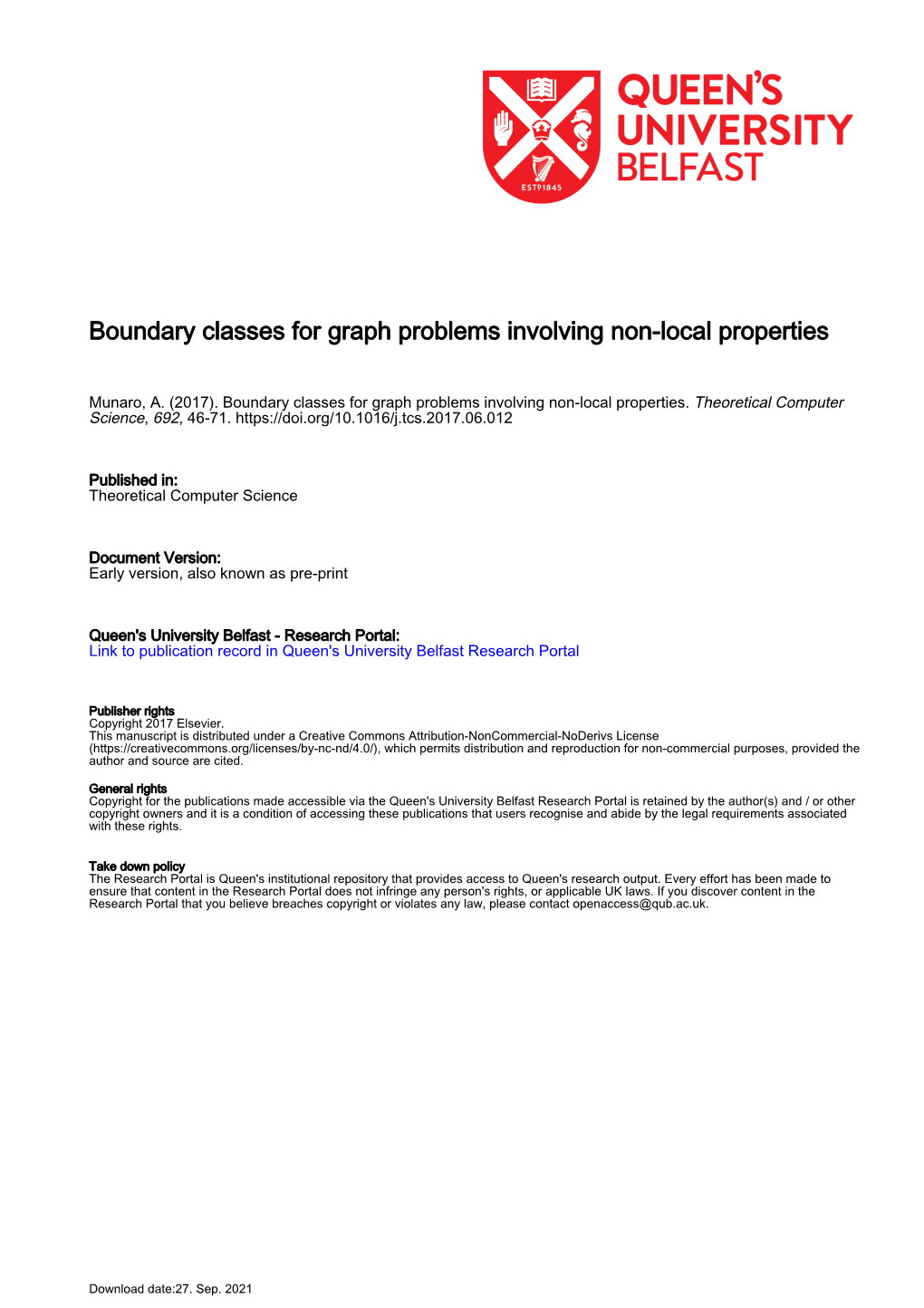 Boundary Classes for Graph Problems Involving Non-Local Properties