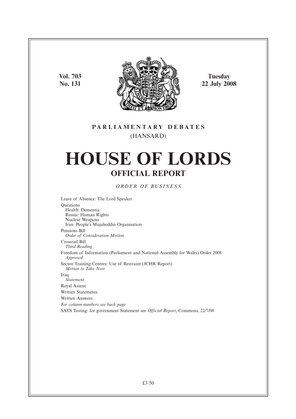 House of Lords Official Report