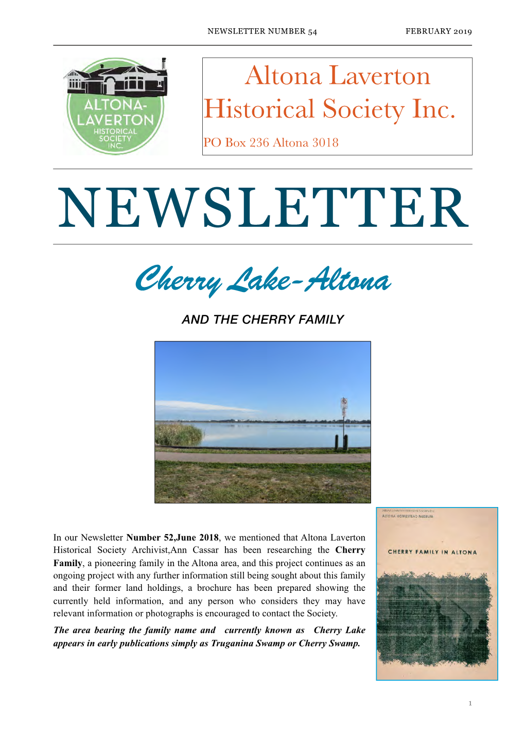 ALHS Newsletter No 54 February 2019