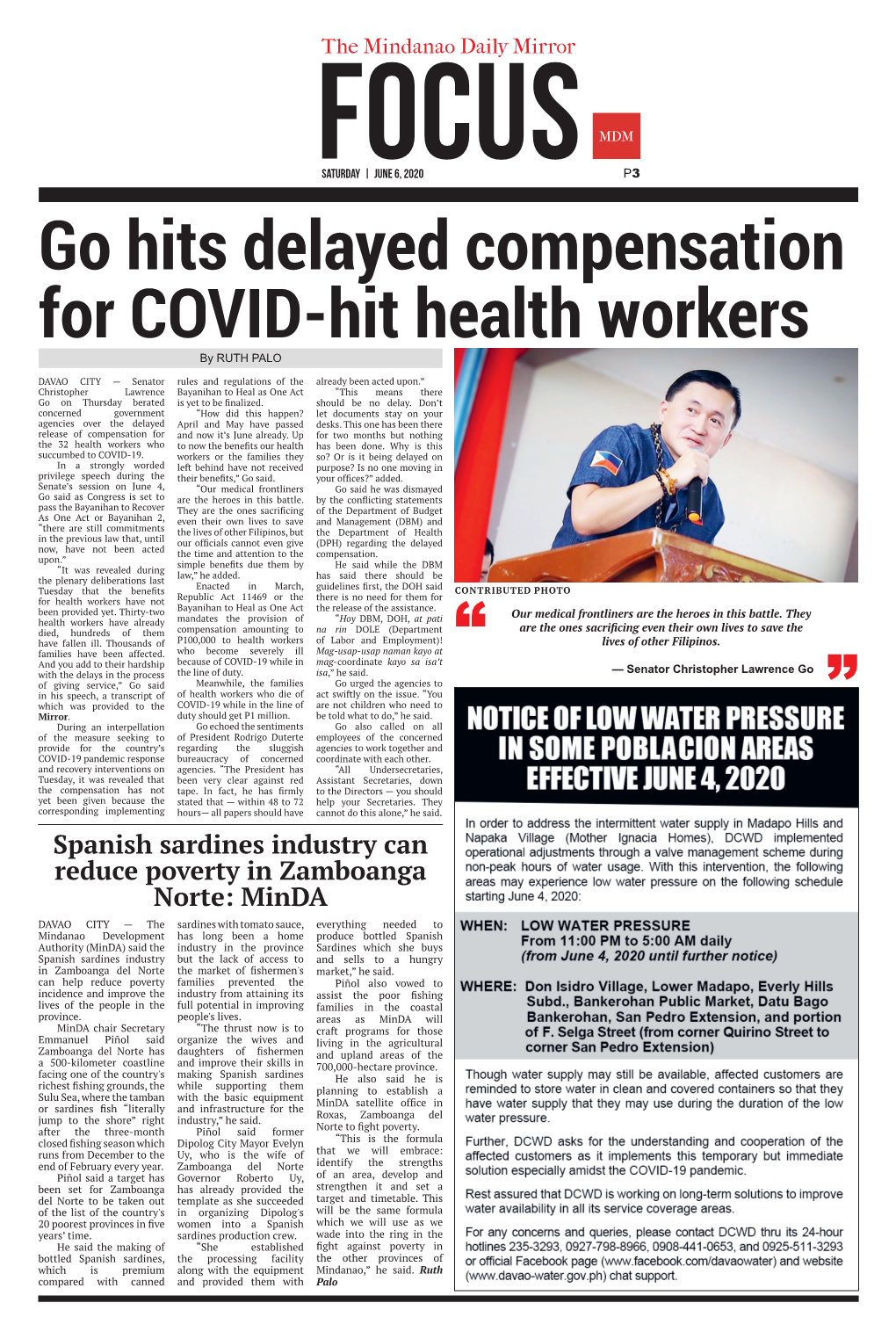 Go Hits Delayed Compensation for COVID-Hit Health Workers by RUTH PALO