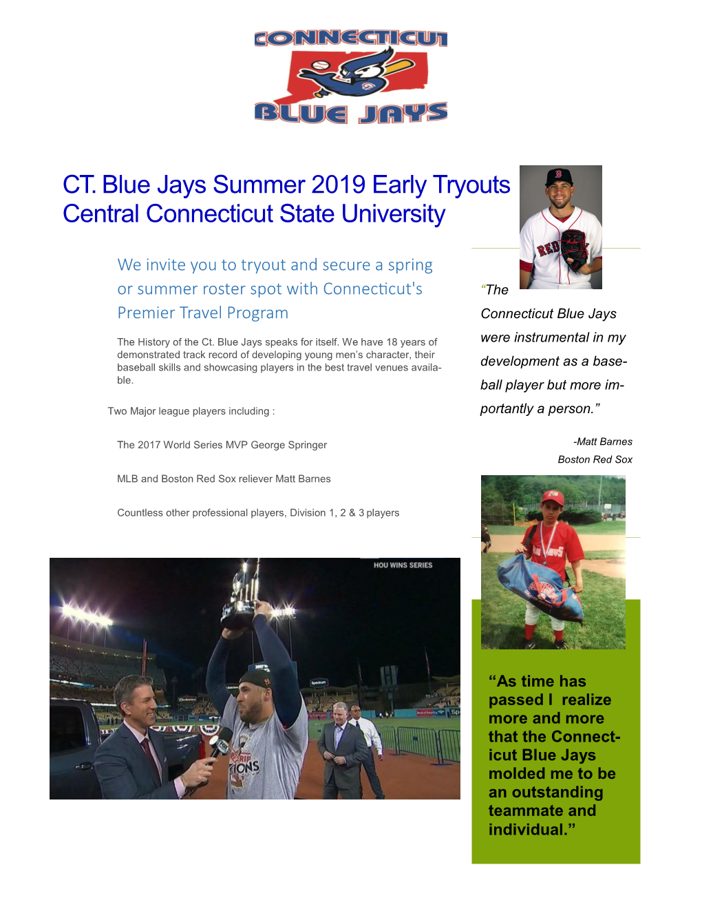 CT. Blue Jays Summer 2019 Early Tryouts Central Connecticut State University
