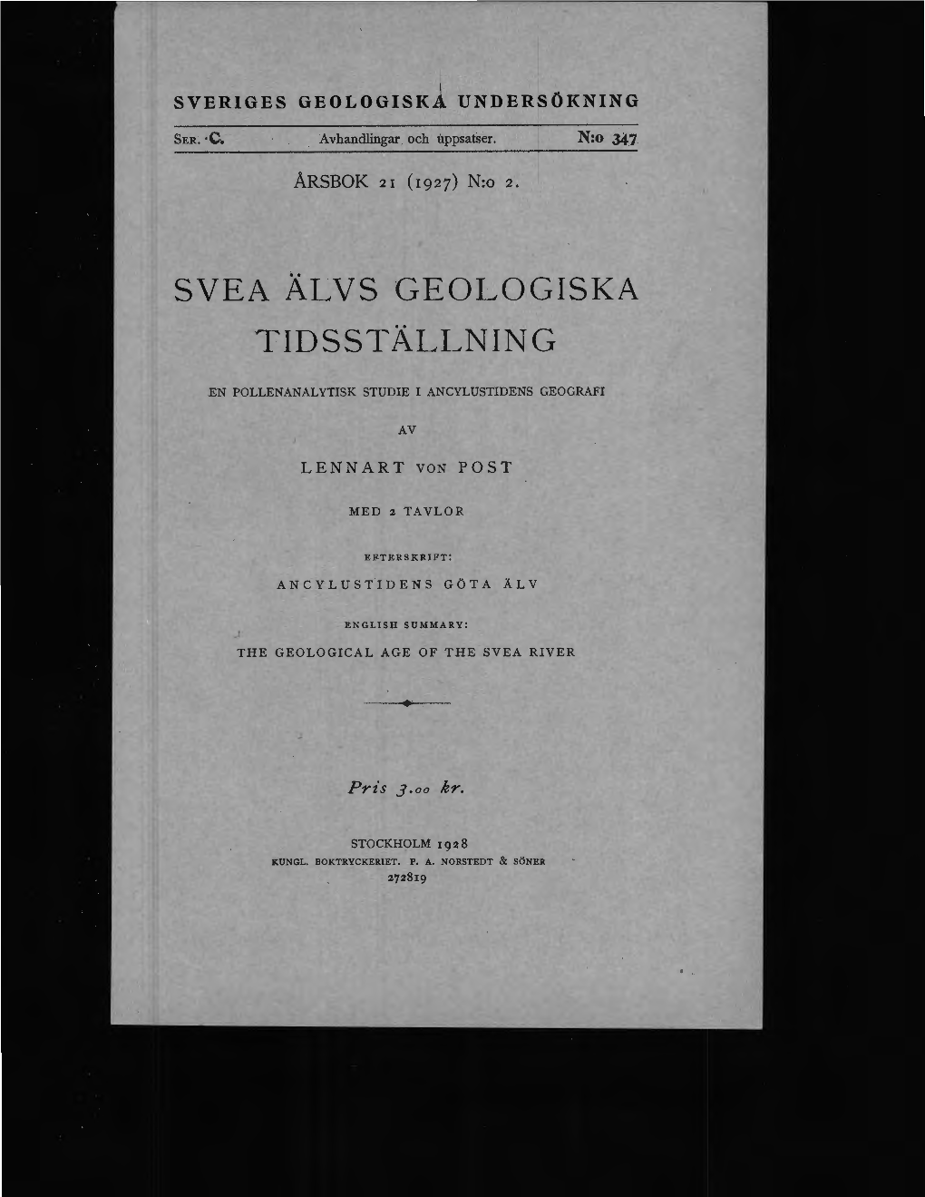 Svea Älvs Geologiska Tidsstälijning