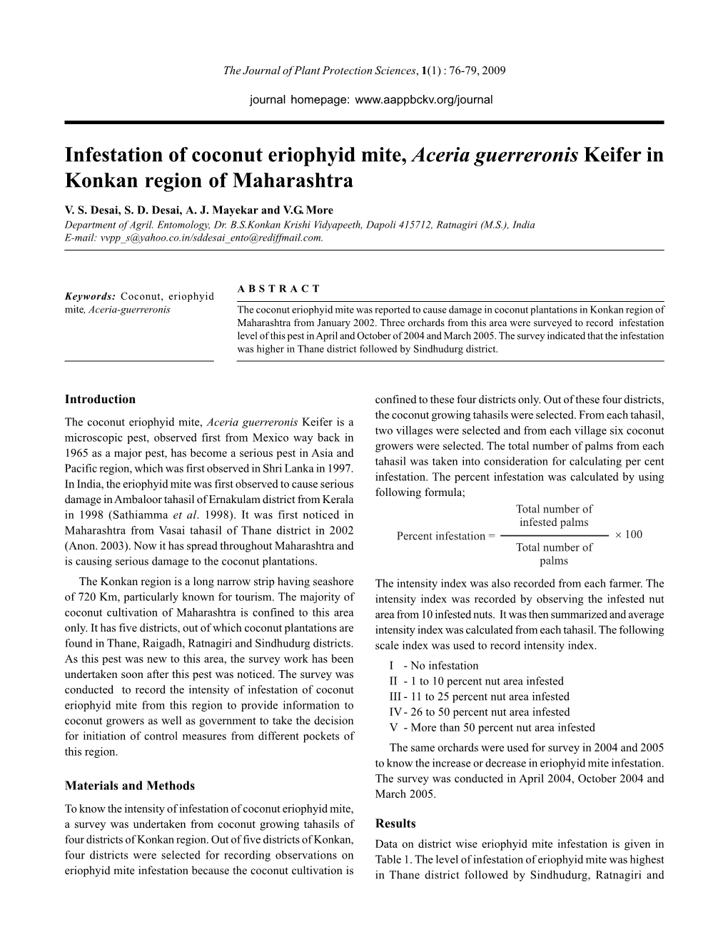 Infestation of Coconut Eriophyid Mite, Aceria Guerreronis Keifer in Konkan Region of Maharashtra