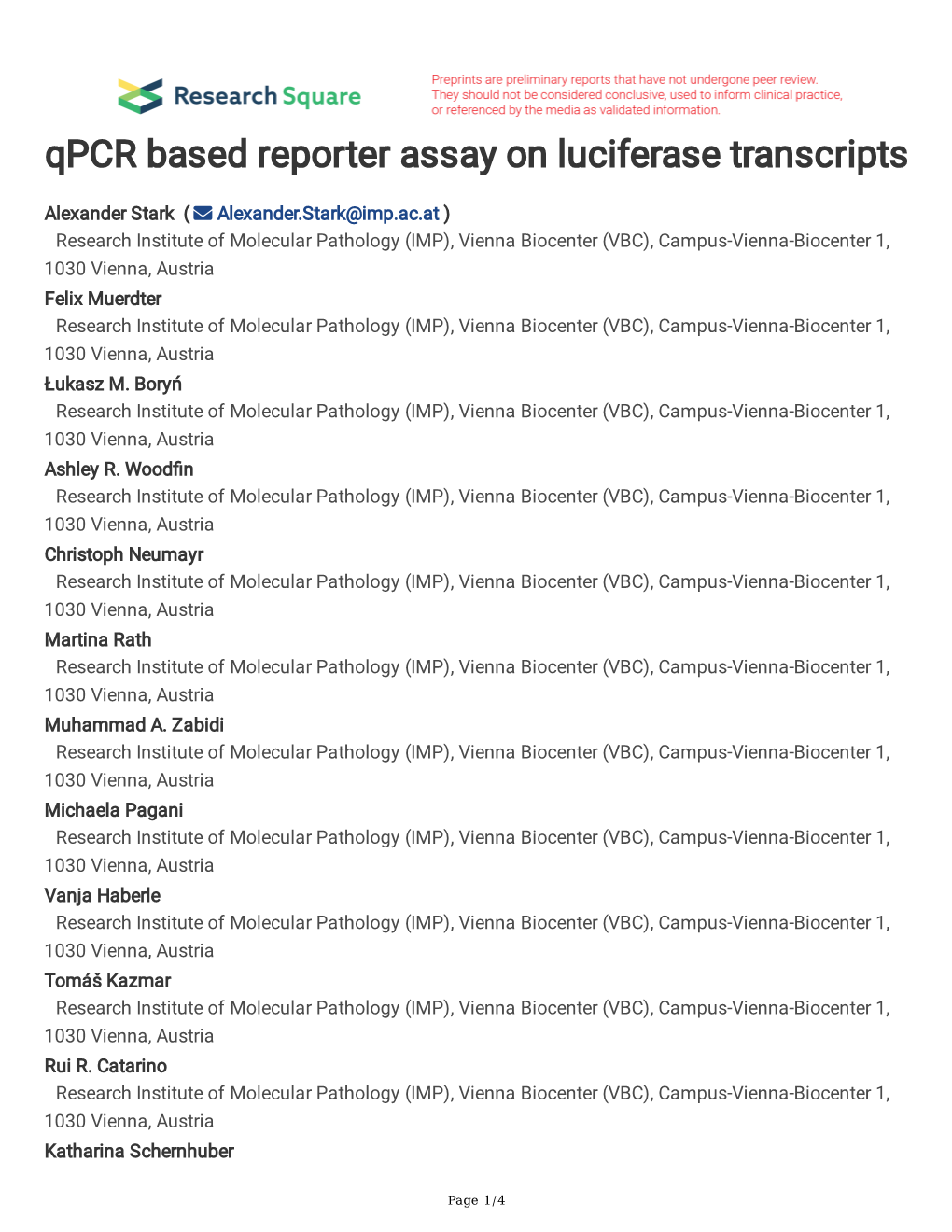 Qpcr Based Reporter Assay on Luciferase Transcripts