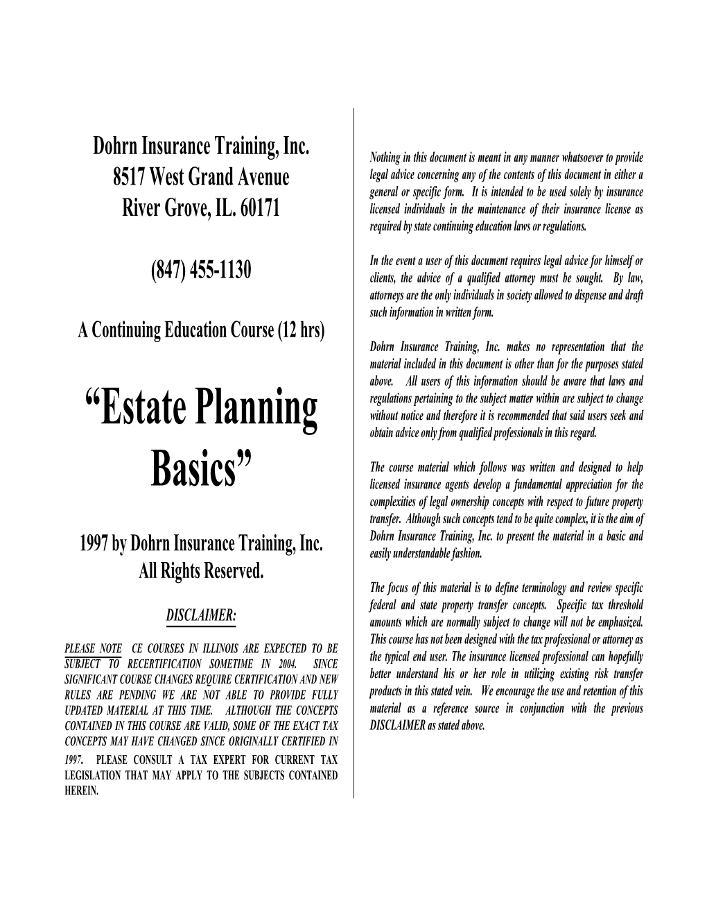 “Estate Planning Basics”